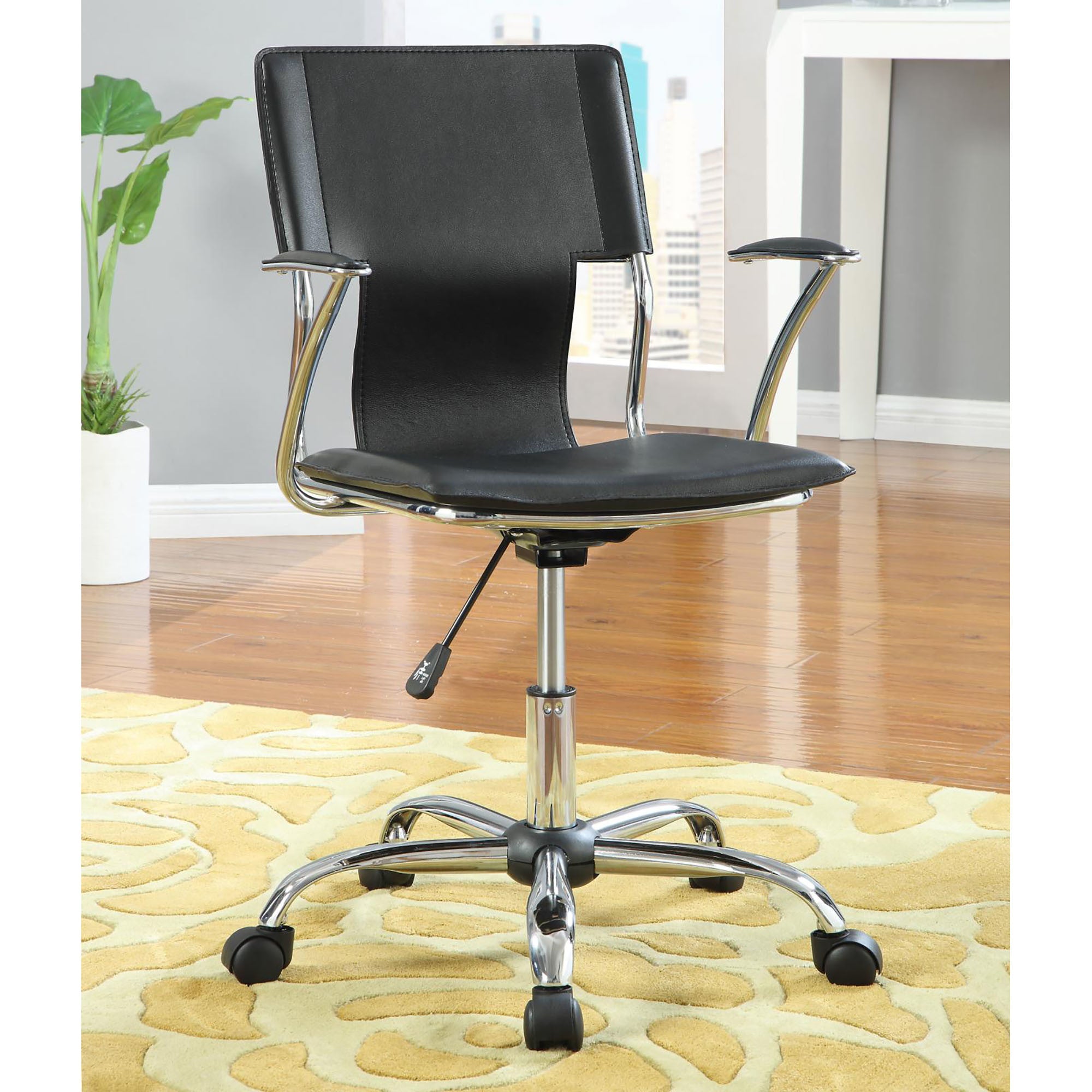 Black and Chrome Height Adjustable Office Chair with Casters