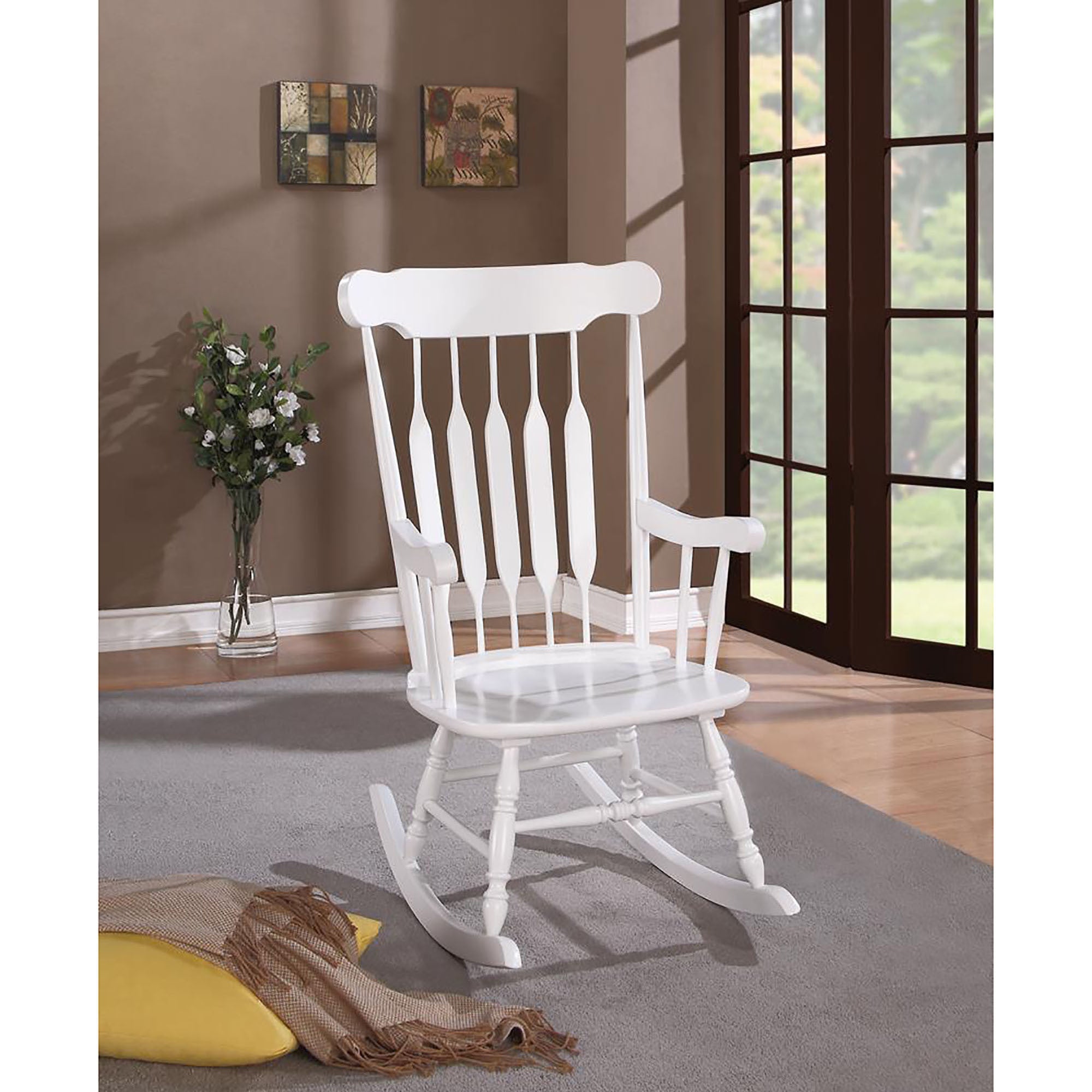 White Slat Back Rocking Chair