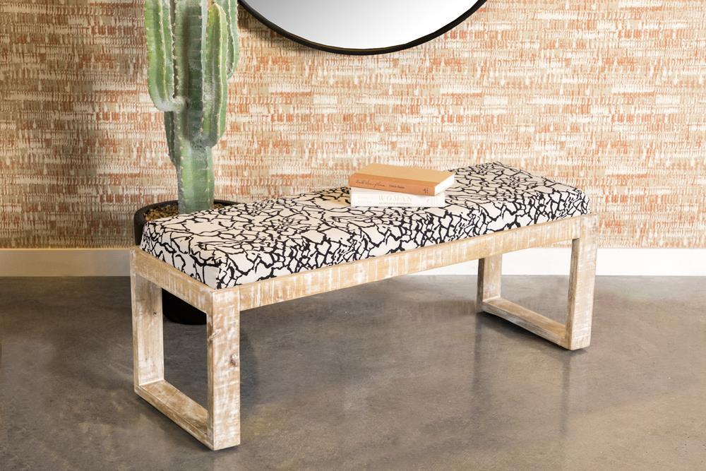 Black and White Sled Leg Accent Bench