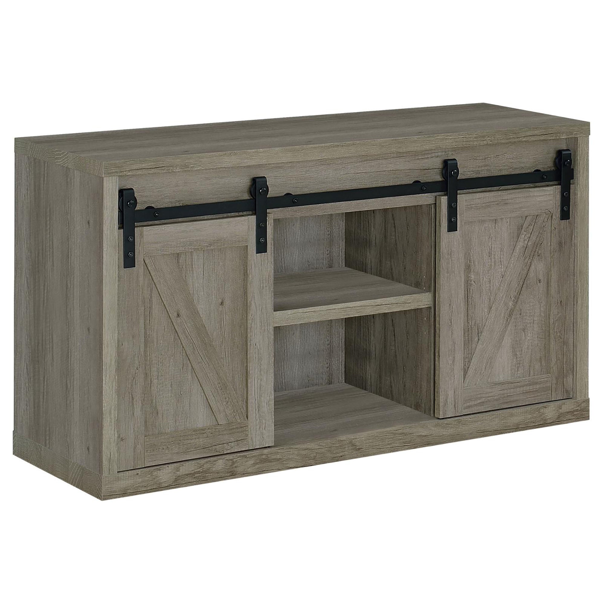 Grey Driftwood 48-inch TV Console with 2 Sliding Doors