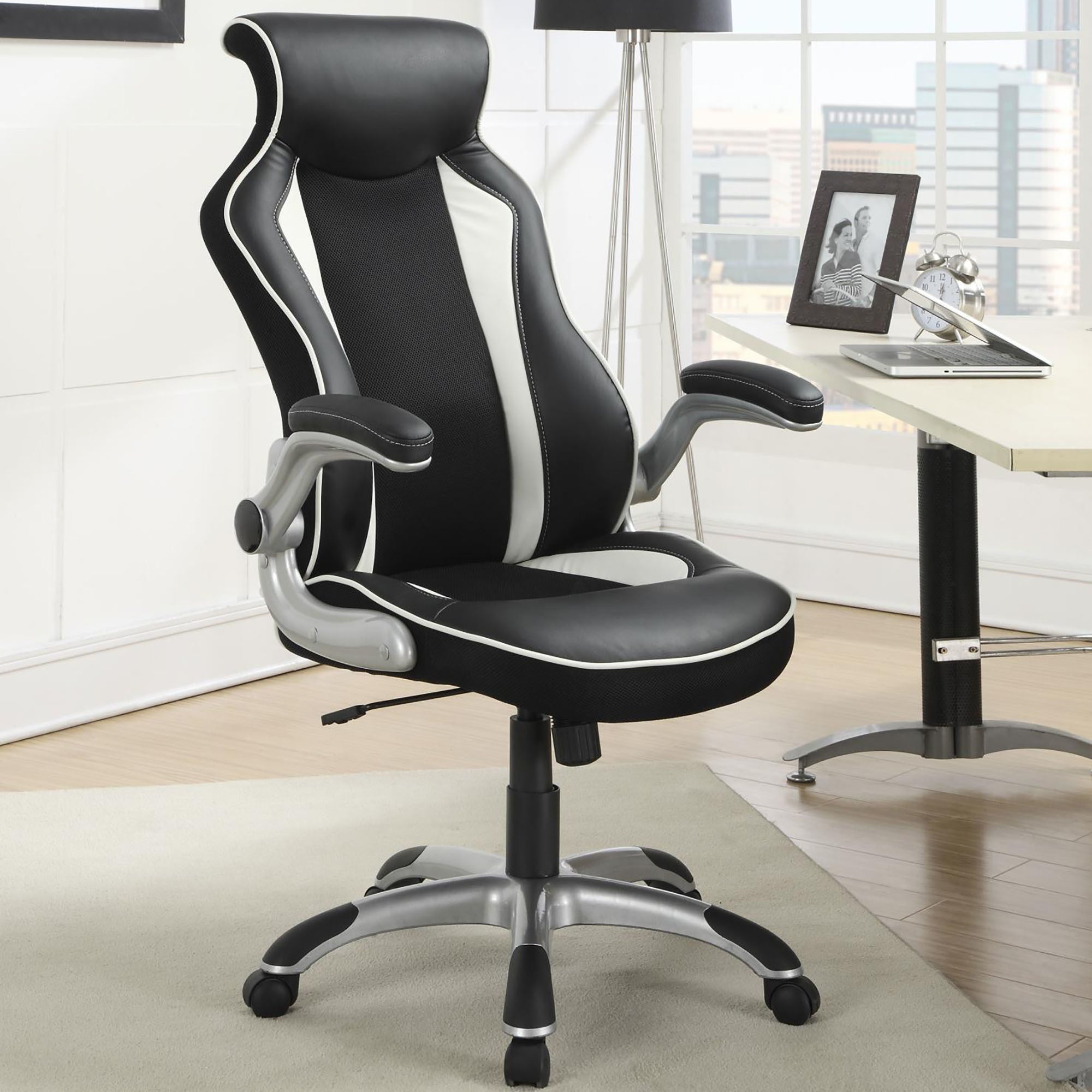 Black and Silver Adjustable Height Office Chair