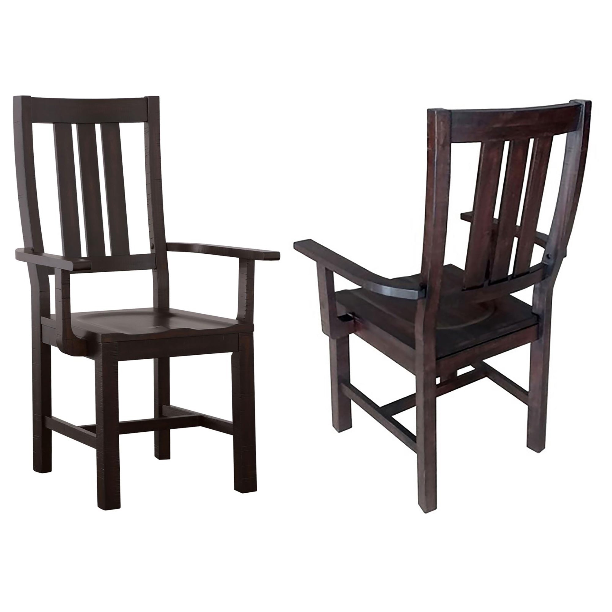 Vintage Java Slat Back Arm Chair (Set of 2)