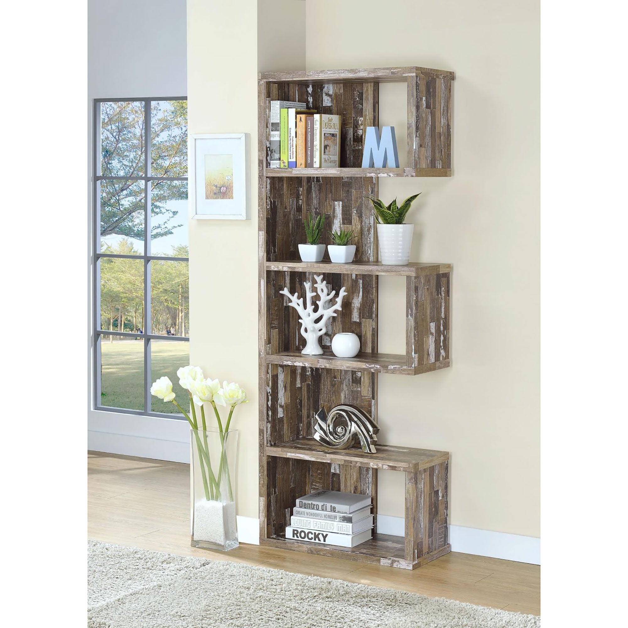 Leone Salvaged Cabin 5-Tier Bookcase