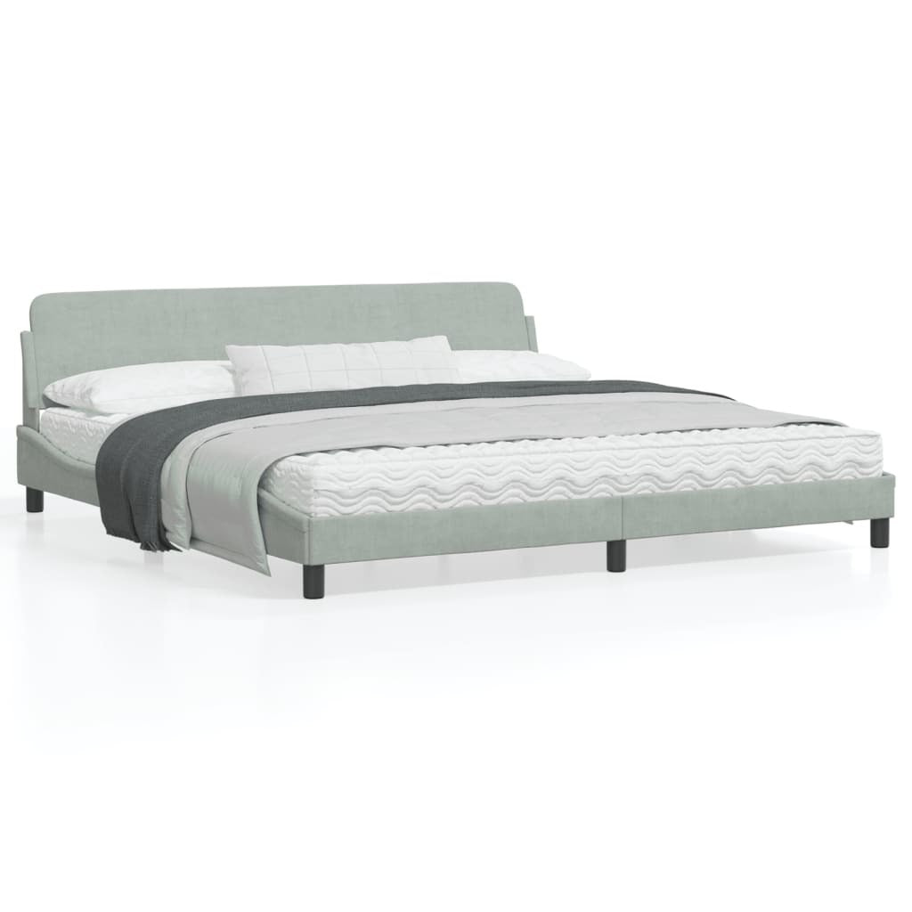 Bed Frame with Headboard Light Gray 76"x79.9" King Velvet