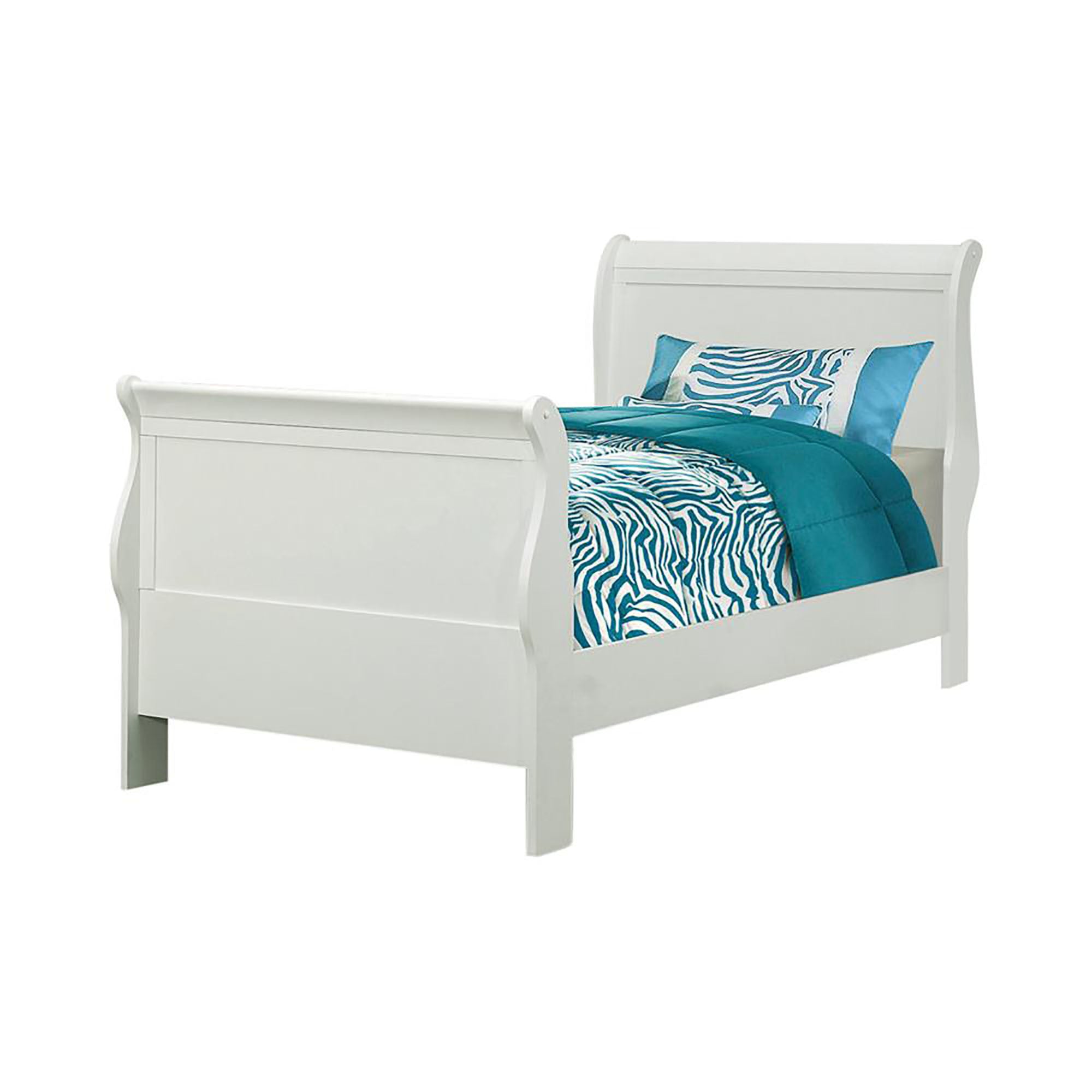 White Panel Sleigh Twin Bed