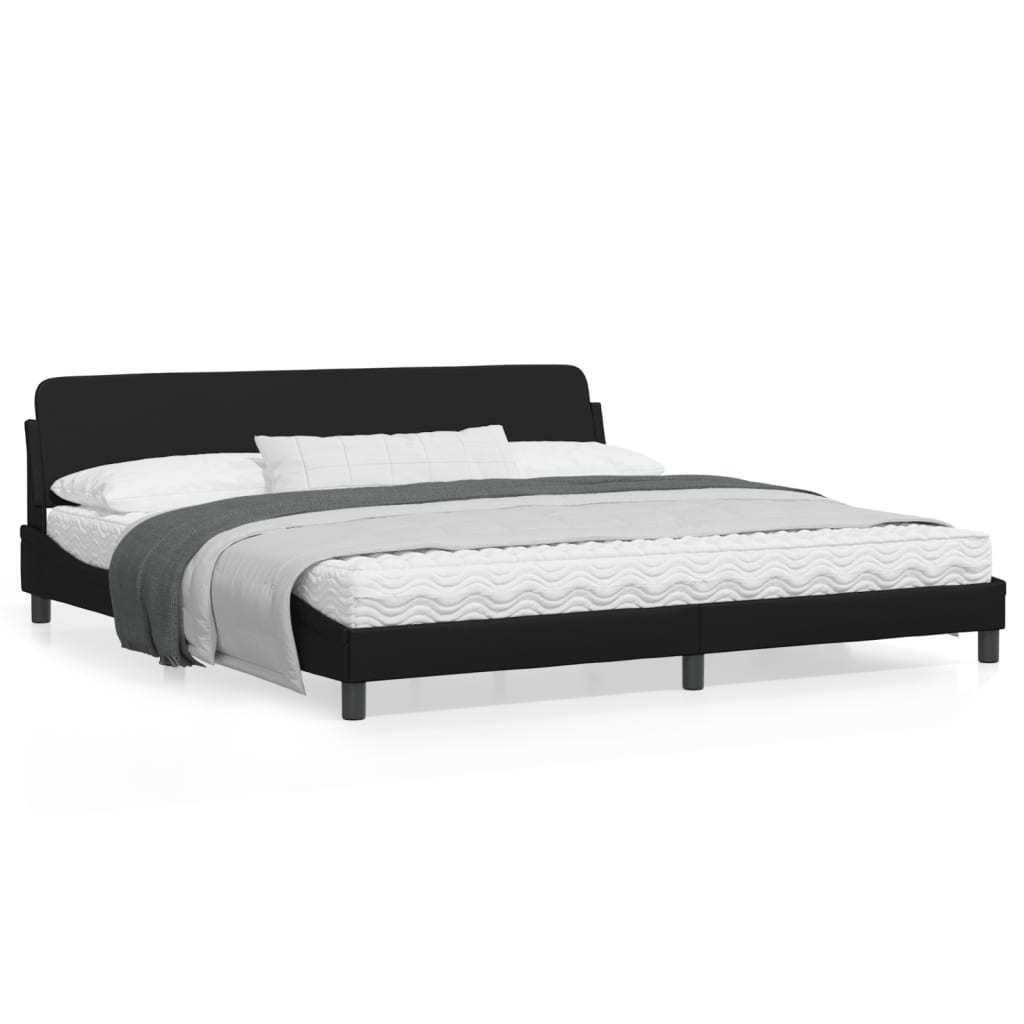 Bed Frame with Headboard Black 76"x79.9" King Faux Leather