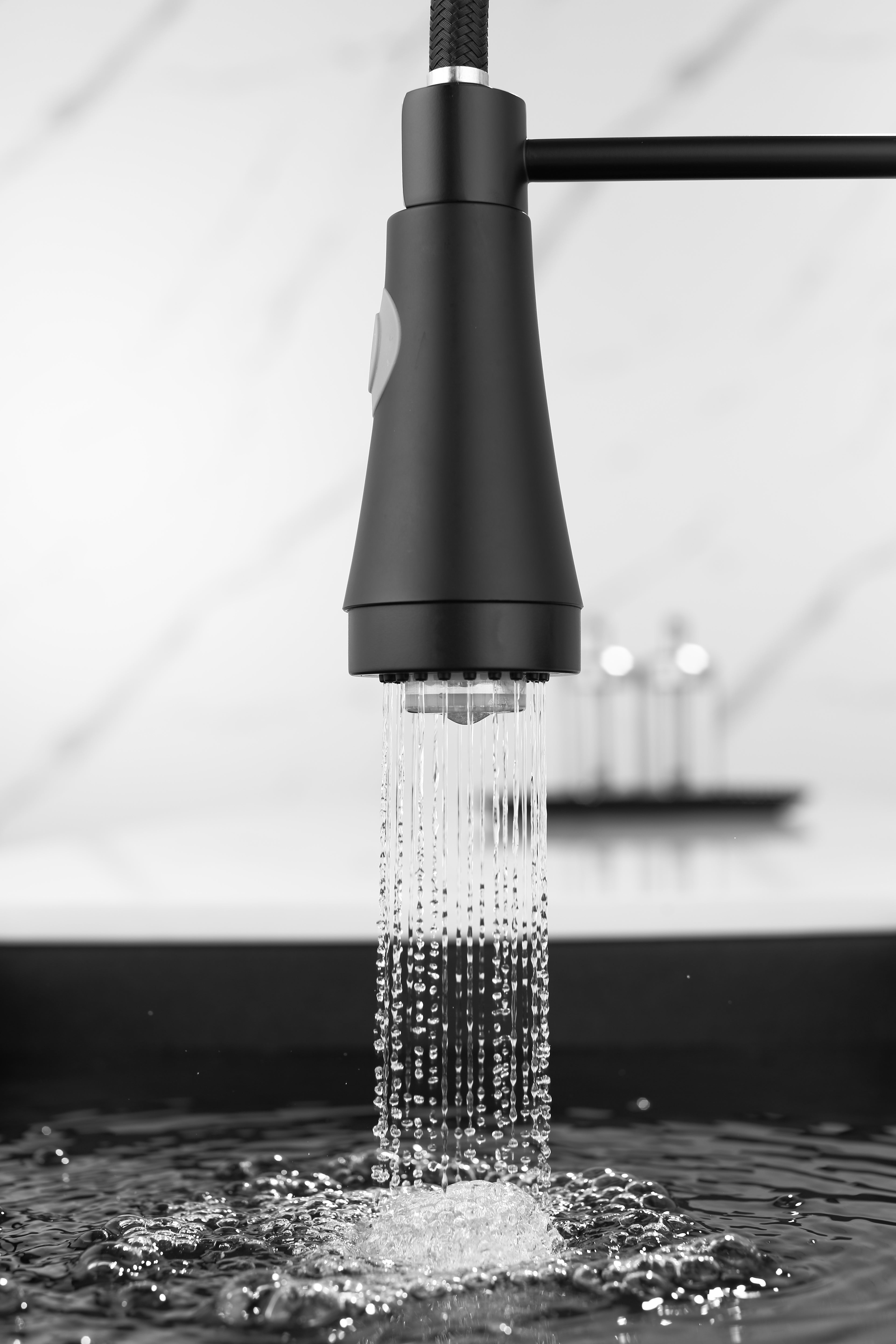 LED Commercial Kitchen Faucet with Pull Down Sprayer, Single Handle Single Lever Kitchen Sink Faucet