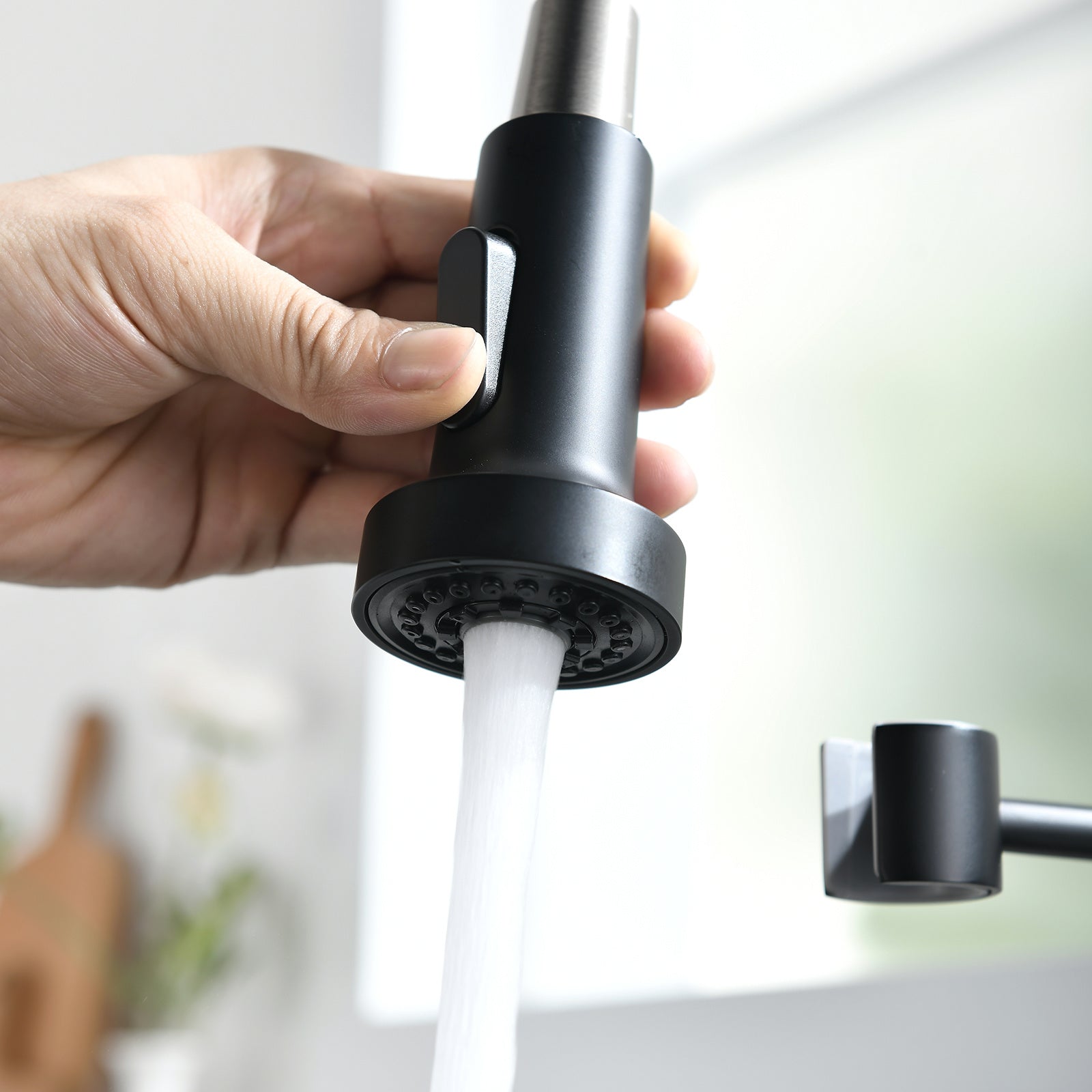 Commercial Black and Nickle Kitchen Faucet with Pull Down Sprayer, Single Handle Single Lever Kitchen Sink Faucet