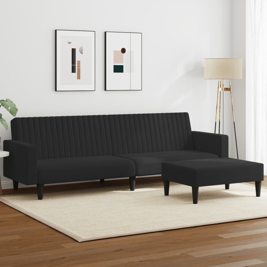 2 Piece Sofa Set Black Velvet