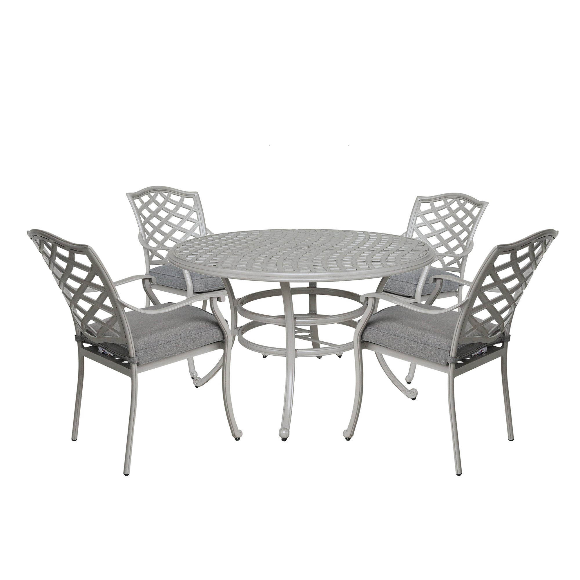 Stylish Outdoor Aluminum 5-Piece Round Dining Set, Basalt