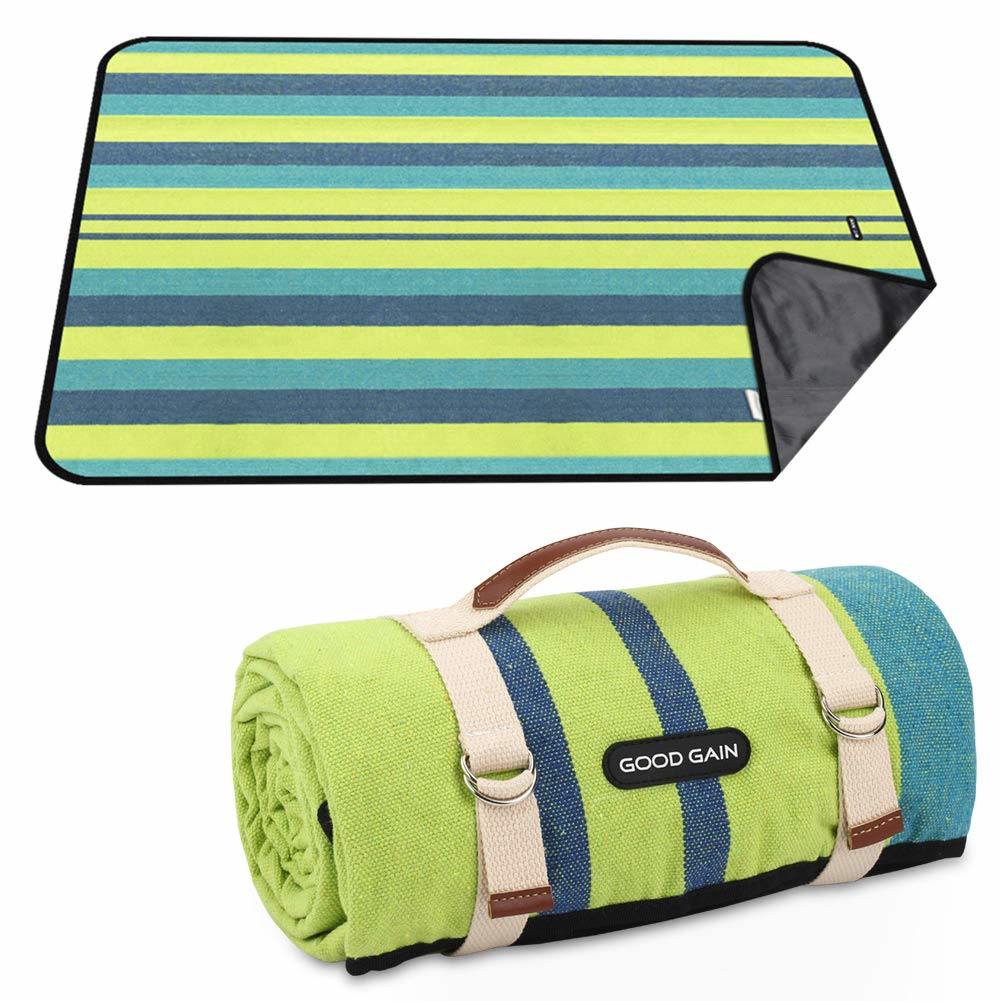 Picnic Blanket Waterproof & Sand Proof,Beach Blanket Portable with Carry Strap, XL Large Foldable Picnic Rug Machine Washable for Outdoor Camping Party,Wet Grass,Hiking,Kids Playground.(Lemon Green)