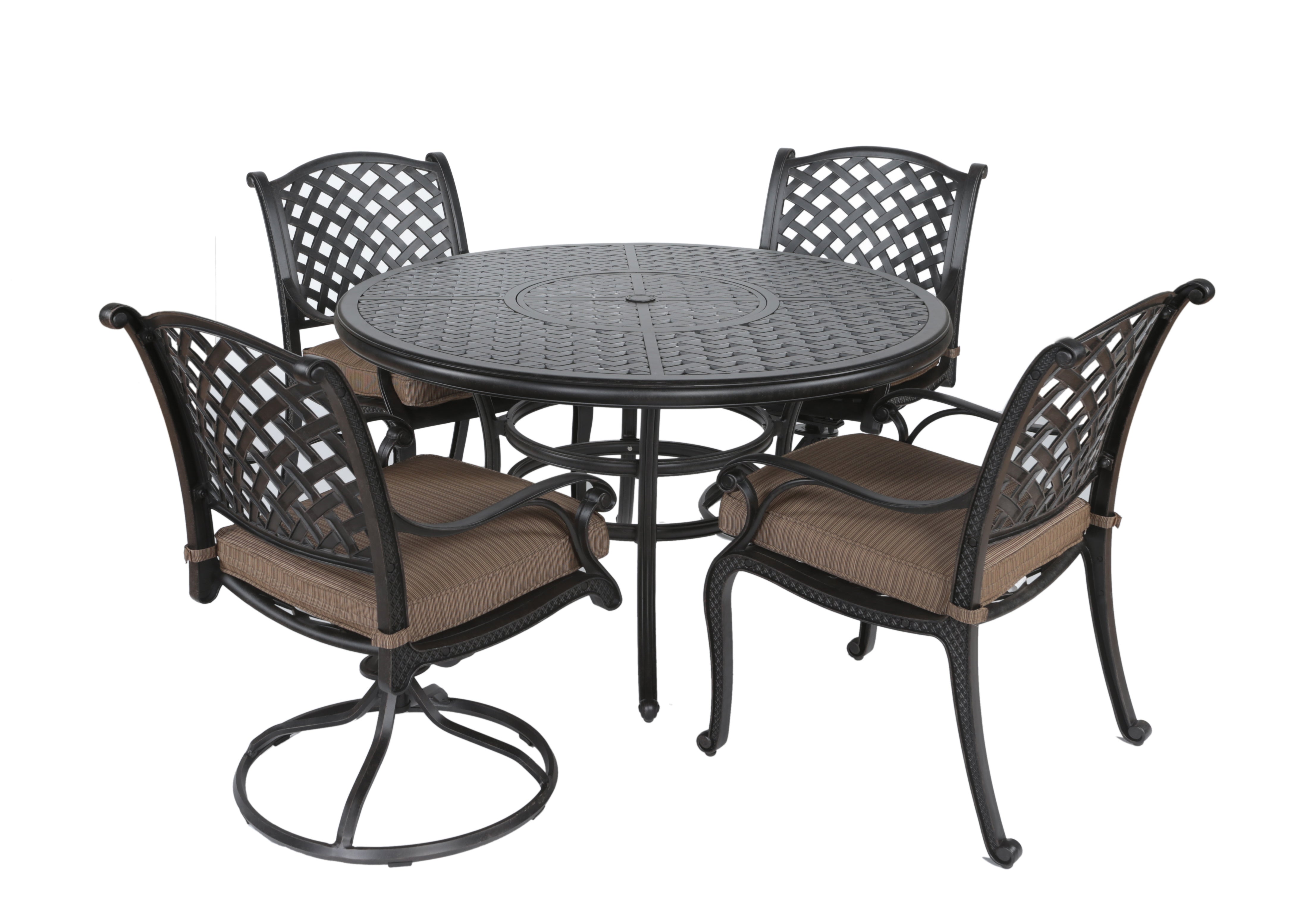 Round 4 - Person 52" Long Dining Set with Cushions