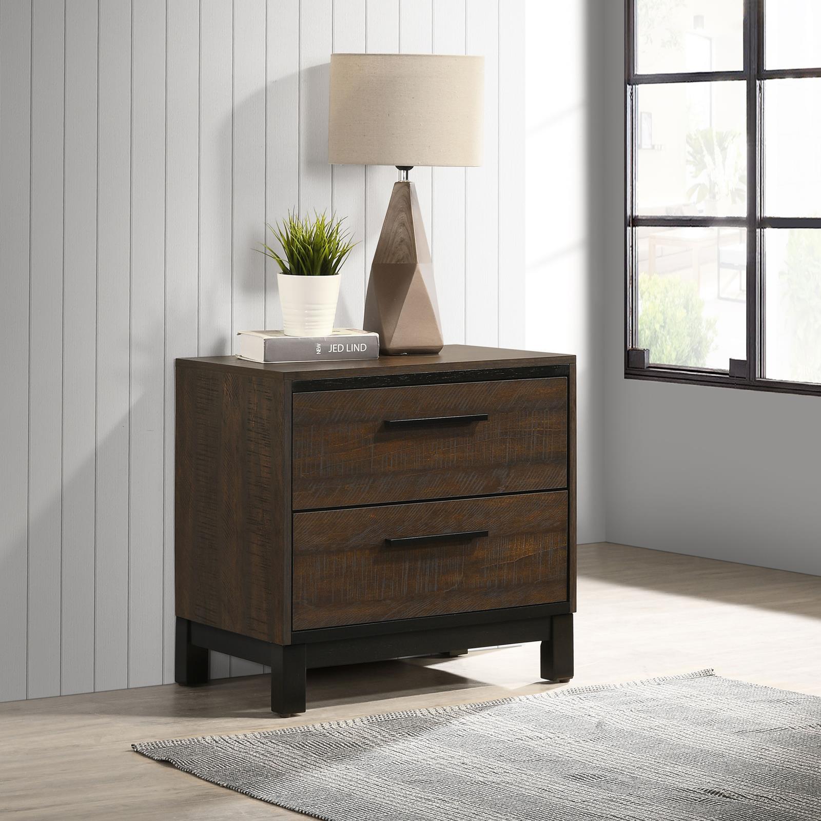 Rustic Tobacco and Dark Bronze 2-drawer Nightstand