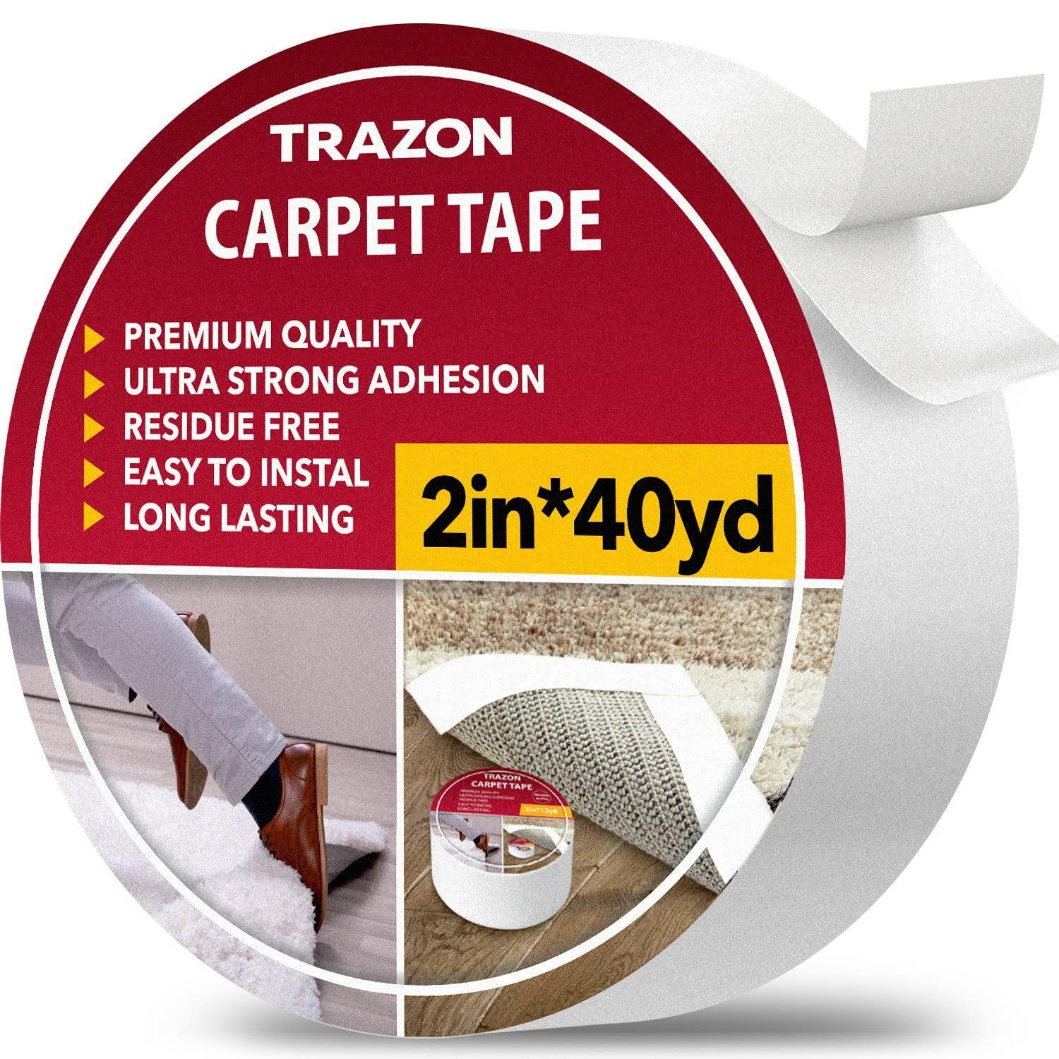 Carpet Tape Double Sided 2 In x 120 Ft 40 Yards Rug Tape Grippers for Hardwood Floors and Area Rugs Carpet Binding Tape Strong Adhesive and Removable 