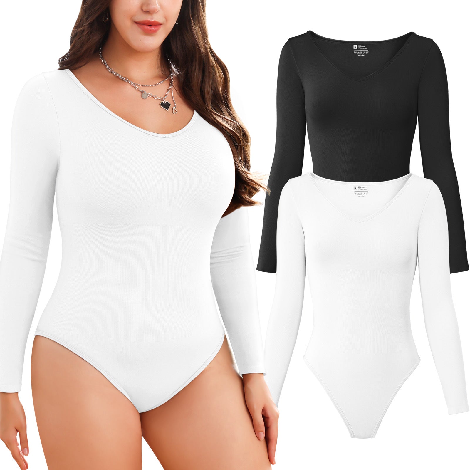 2-piece set Bikini shapewear long sleeved V-neck