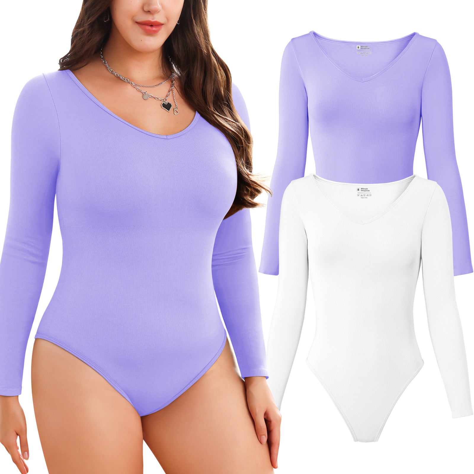 2-piece set Bikini shapewear long sleeved V-neck
