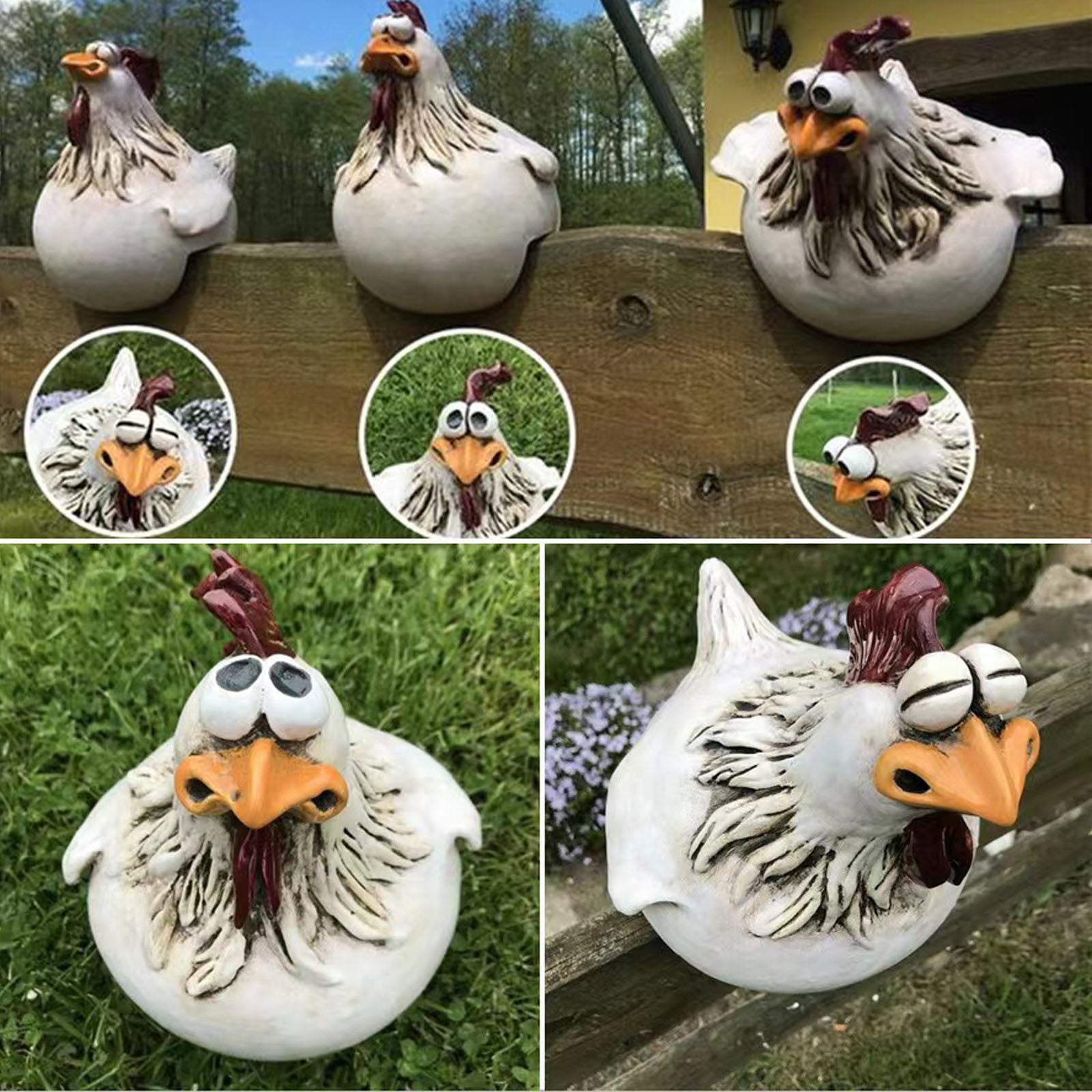 3PCS Resin Chicken Garden Unique and Interesting idea, can be Given as a Gift to Children and Used in Outdoor Places Such as patios, Gardens,