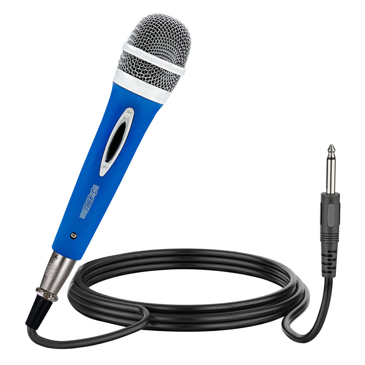 5 Core Microphone Wired Premium Vocal Dynamic Cardioid Handheld Unidirectional Mic with 12ft Detachable XLR Cable to inch Audio Jack and On/Off Switch for Karaoke Singing (Blue) PM 286 BLU