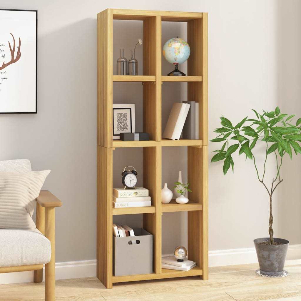 Book Cabinet 27.6"x11.8"x70.9" Solid Wood Teak