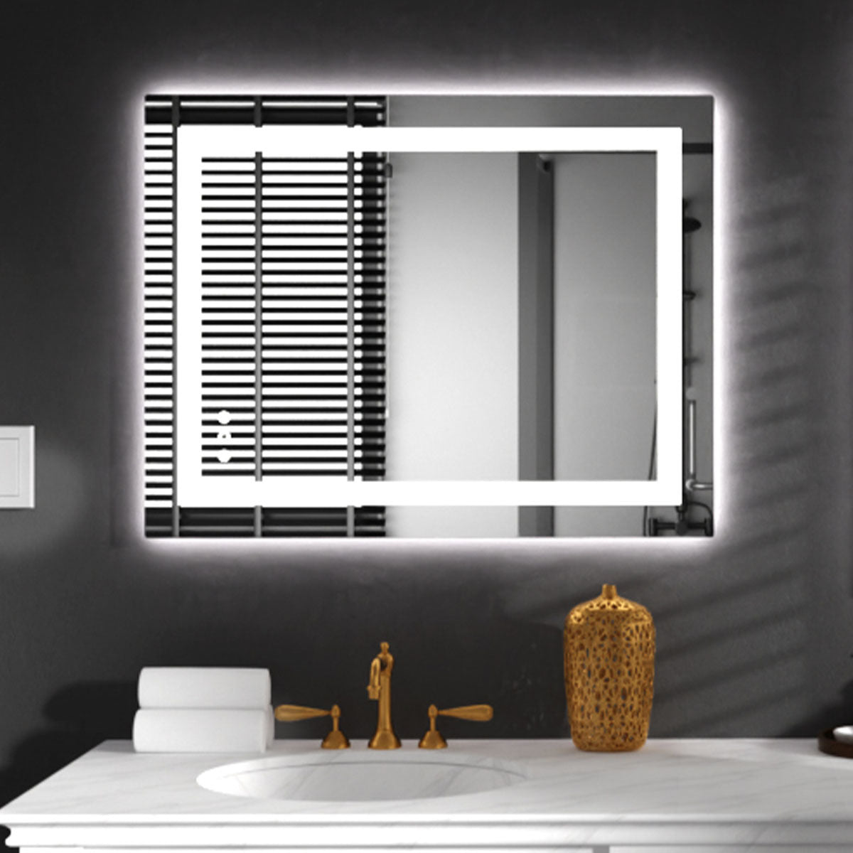 LED Mirror for Bathroom 28x36 with Lights, Anti-Fog, Dimmable, Backlit + Front Lit, Lighted Bathroom Vanity Mirror for Wall, Memory Function, Tempered Glass