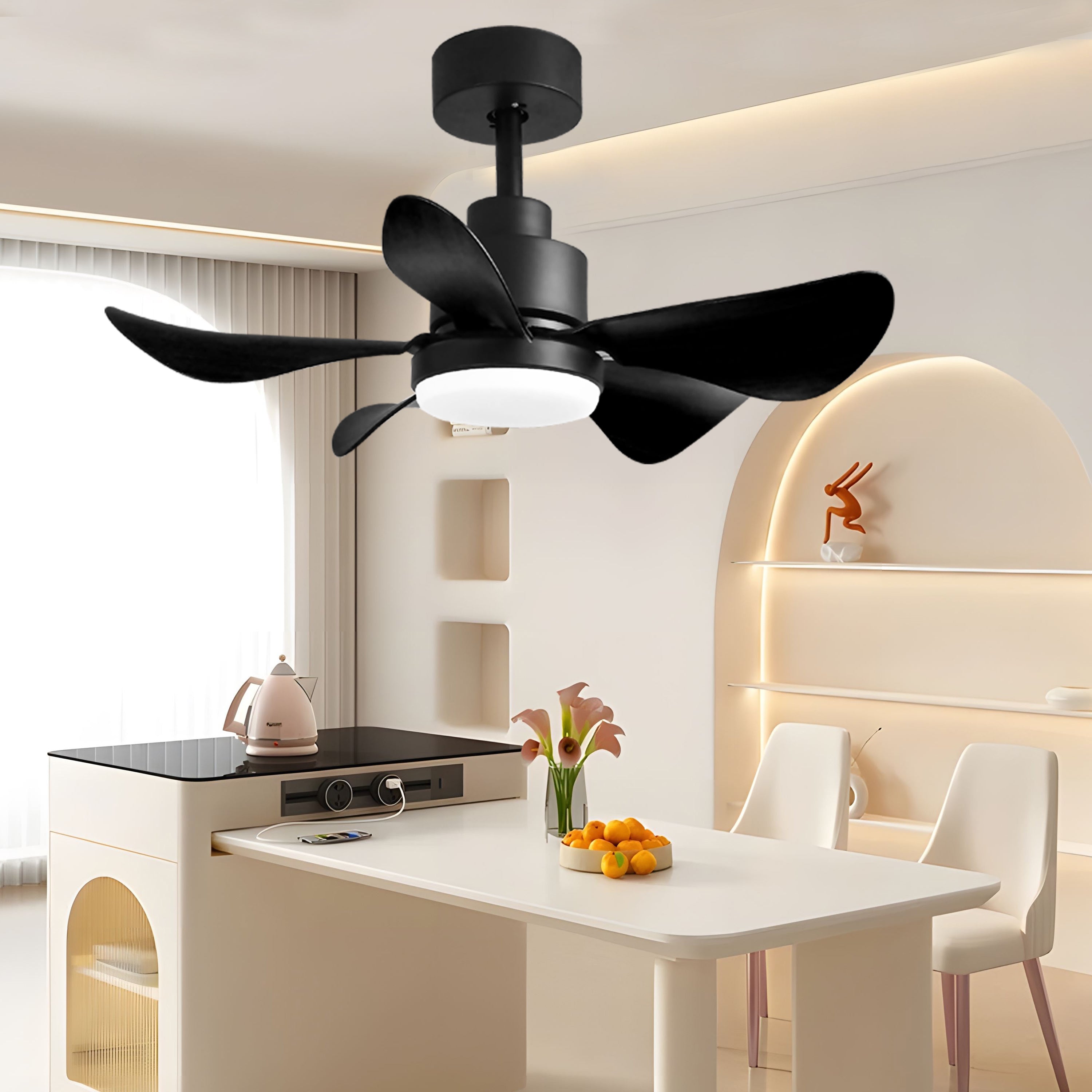 28' Ceiling Fans with Lights and Remote/APP Control, Low Profile Ceiling Fans with 5 Reversible Blades 3 Colors Dimmable 6 Speeds Ceiling Fan for Bedroom Kitchen (Not allowed to sell on Amazon)