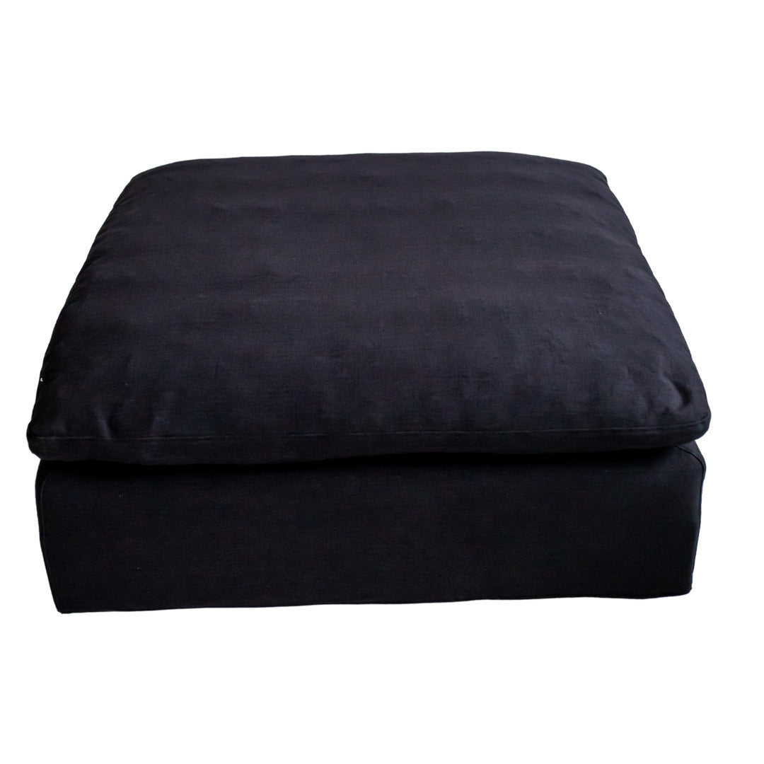 Harper Luxe Navy Linen Ottoman