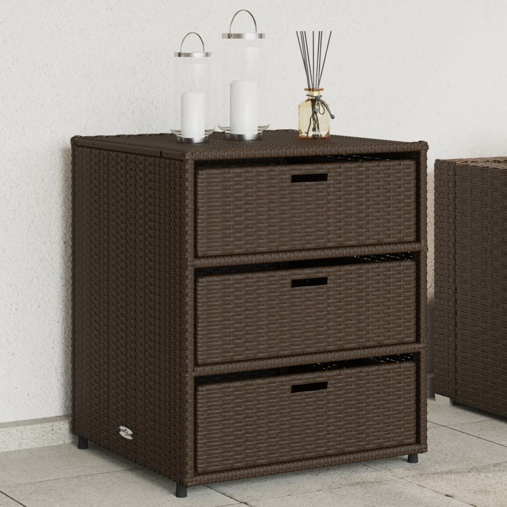 Patio Storage Cabinet Brown 21.7"x23.2"x27.2" Poly Rattan