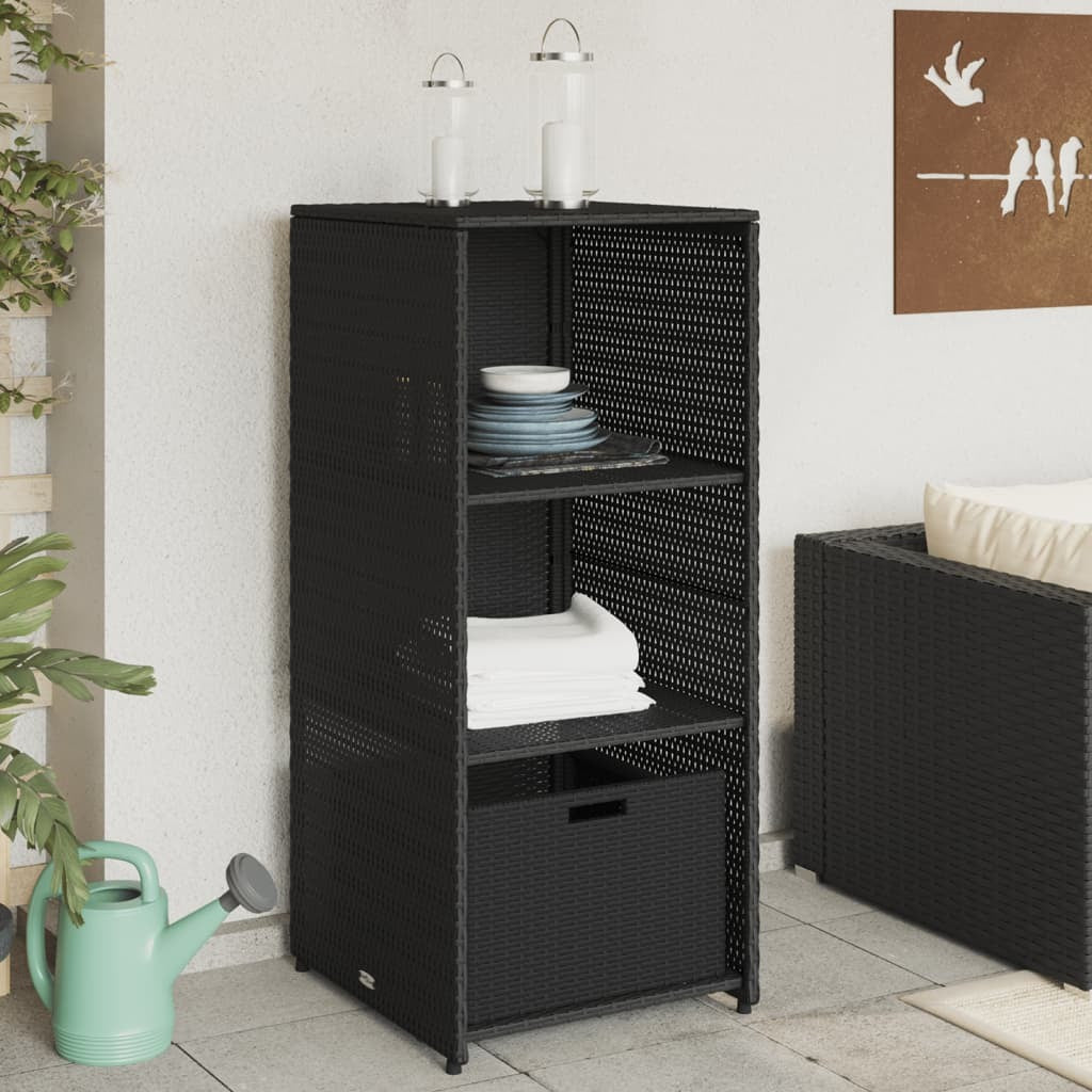 Patio Storage Cabinet Black 19.7"x21.7"x45.3" Poly Rattan