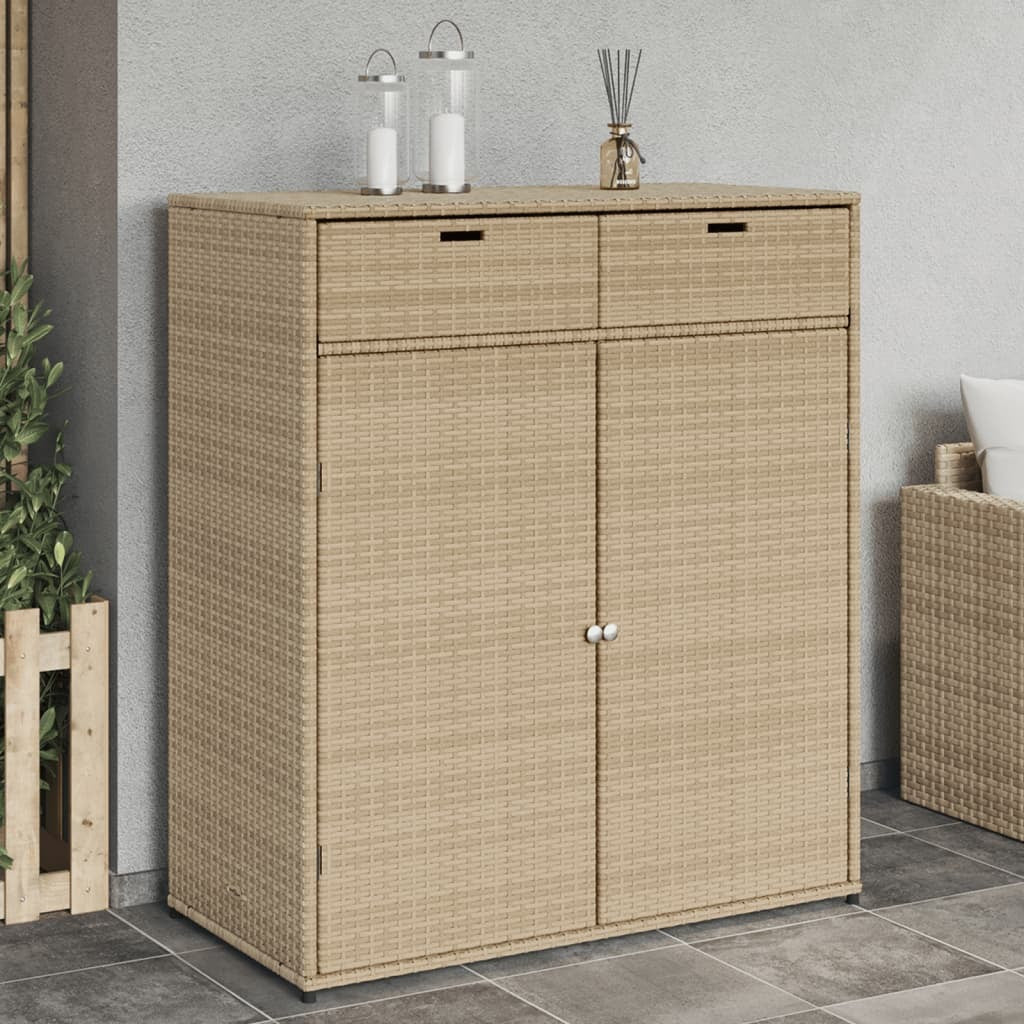 Patio Storage Cabinet Beige 41.3"x21.7"x44.5" Poly Rattan