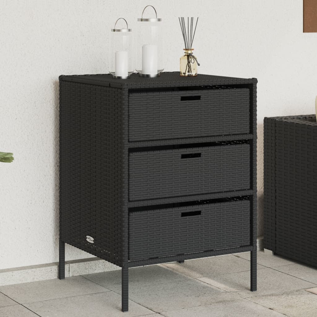 Patio Storage Cabinet Black 21.7"x23.2"x31.5" Poly Rattan