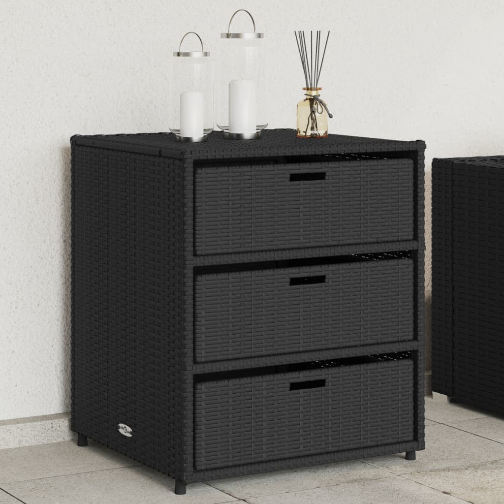 Patio Storage Cabinet Black 21.7"x23.2"x27.2" Poly Rattan