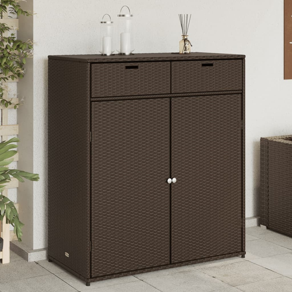 Patio Storage Cabinet Brown 41.3"x21.7"x44.5" Poly Rattan