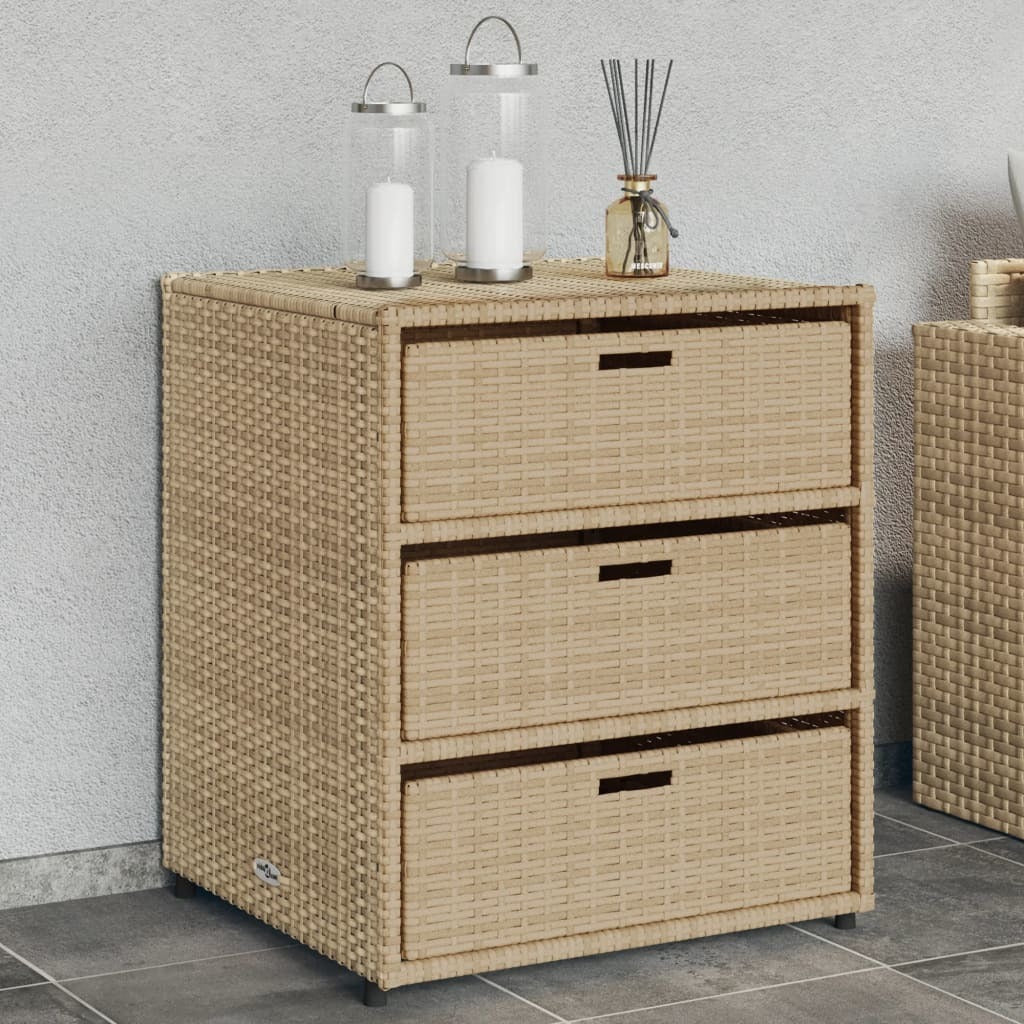 Patio Storage Cabinet Beige 21.7"x23.2"x27.2" Poly Rattan