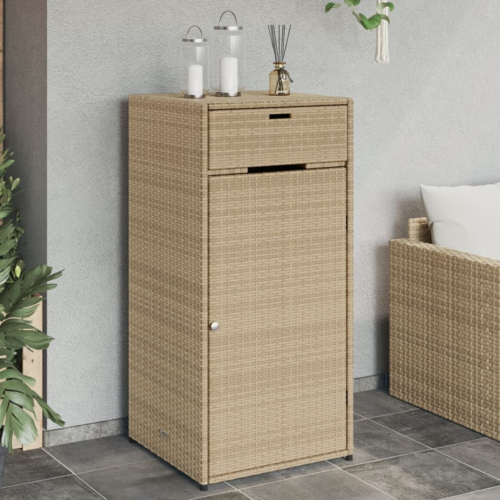 Patio Storage Cabinet Beige 21.7"x21.7"x43.7" Poly Rattan