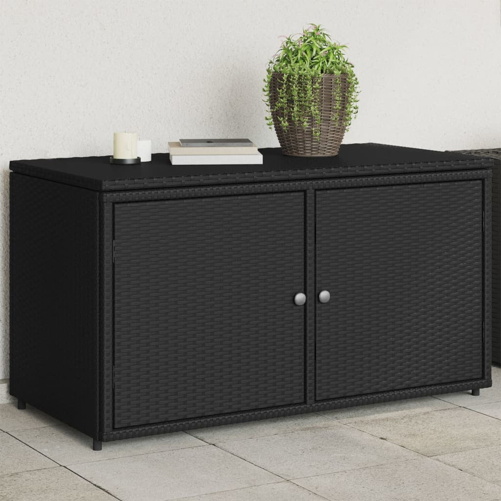 Patio Storage Cabinet Black 43.3"x21.7"x23.8" Poly Rattan