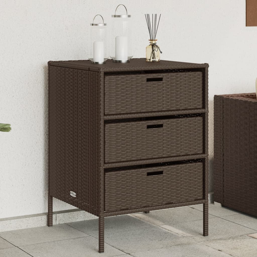 Patio Storage Cabinet Brown 21.7"x23.2"x31.5" Poly Rattan