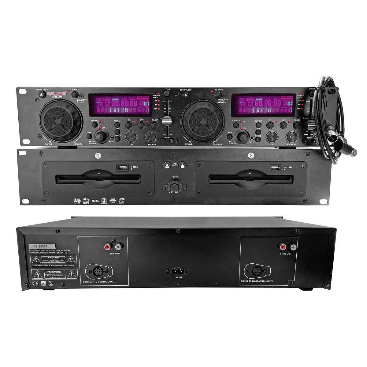 5 Core Professional Dual USB and MP3 CD Cassette tape Player Rack Mountable DJ Equipment with Audio Pitch Control Multimedia CD R and MP3 Compatible- DJM 1200