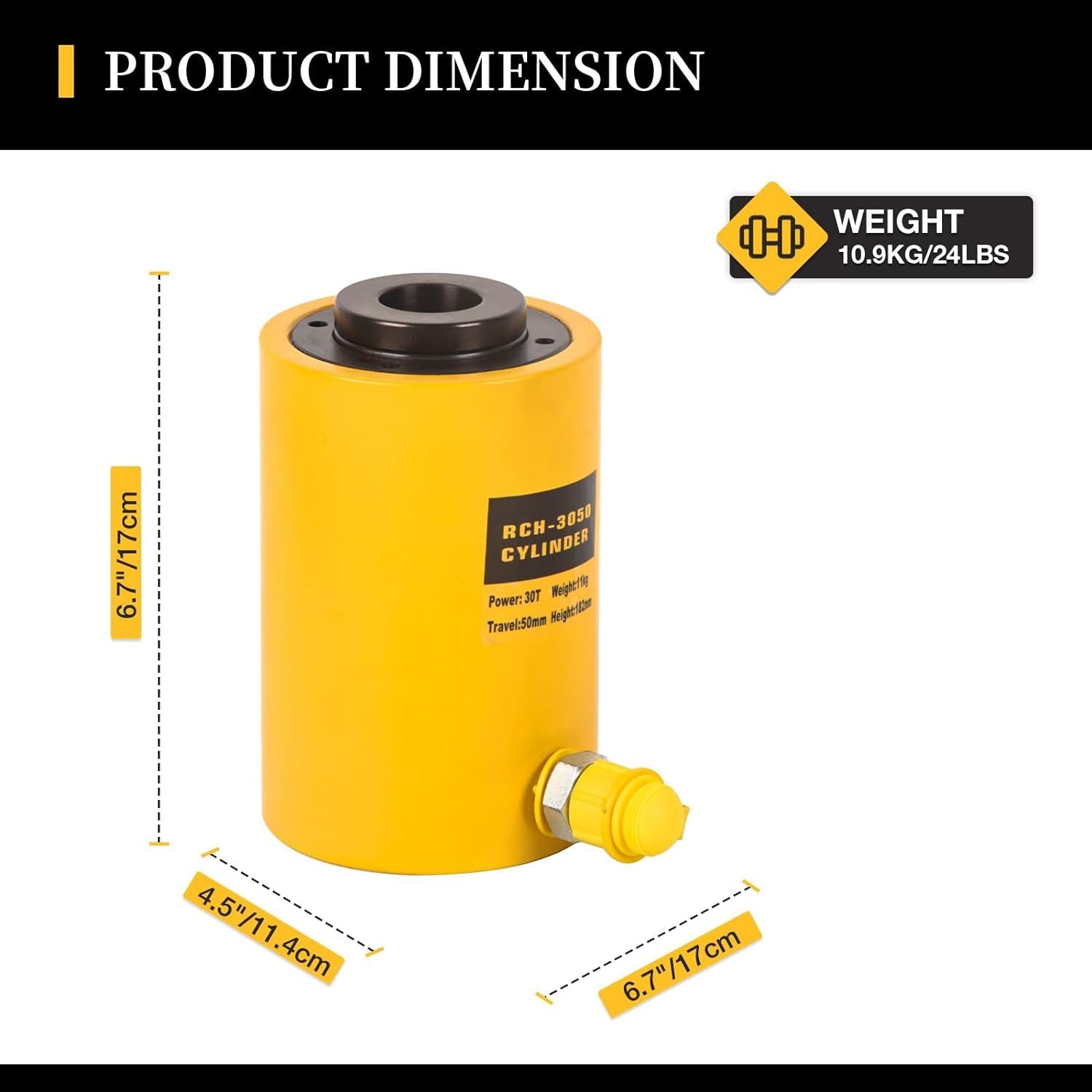 Hollow Single Acting Hydraulic Ram Cylinder Jack Lifting Cylinders Retract Automatically Quick Connector Power Jack