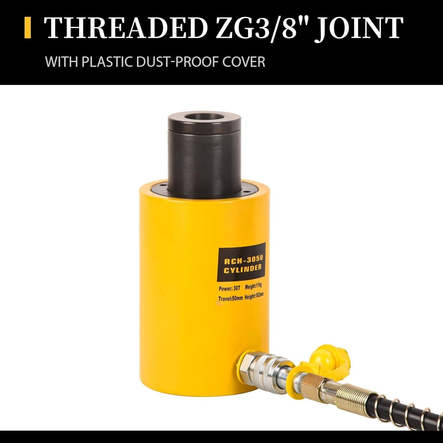 Hollow Single Acting Hydraulic Ram Cylinder Jack Lifting Cylinders Retract Automatically Quick Connector Power Jack