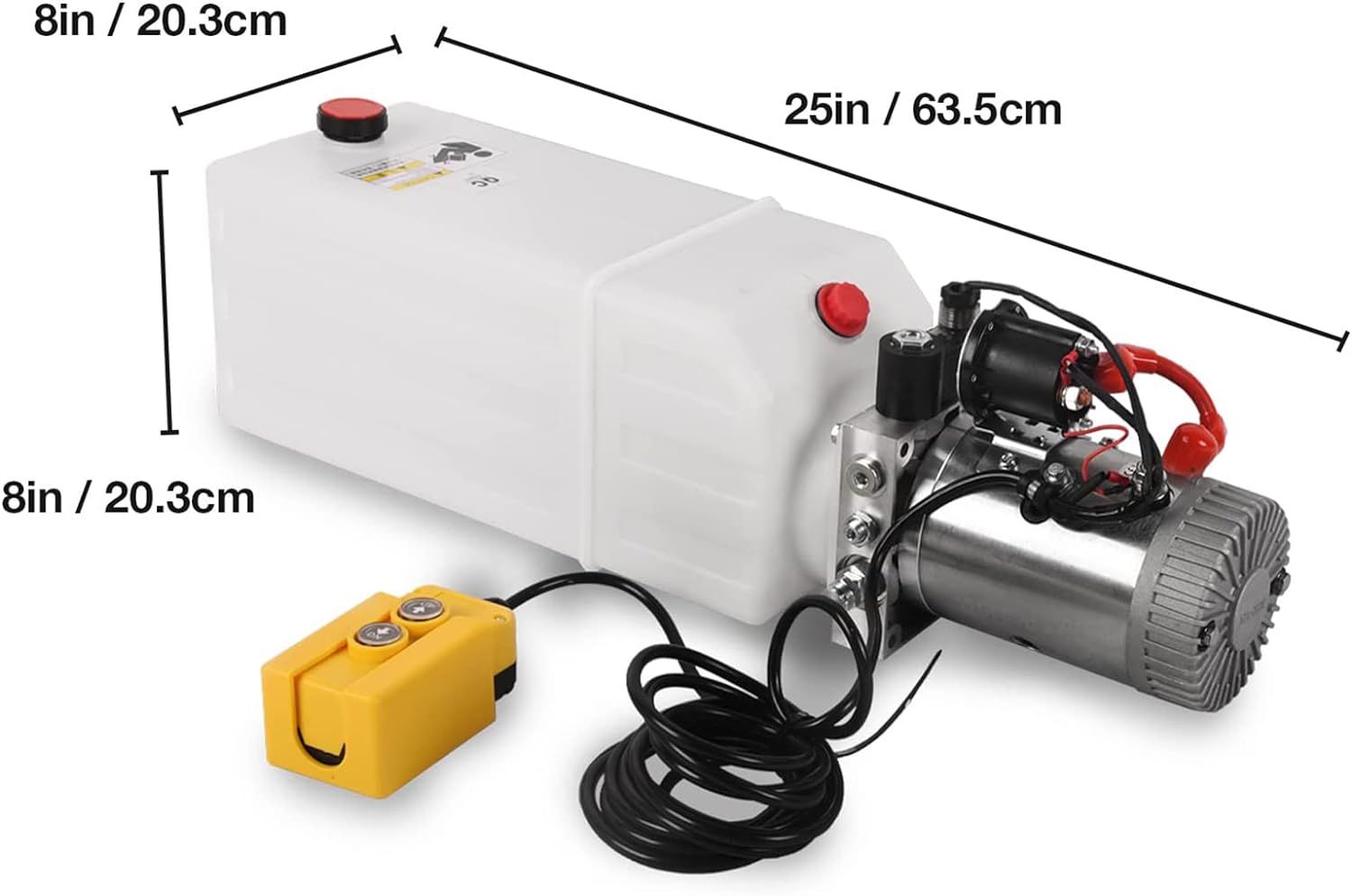8 Quart Hydraulic Pump 12V DC 3200 PSI Hydraulic Power Unit with Plastic Reservoir for Dump Trailer Car Lifting