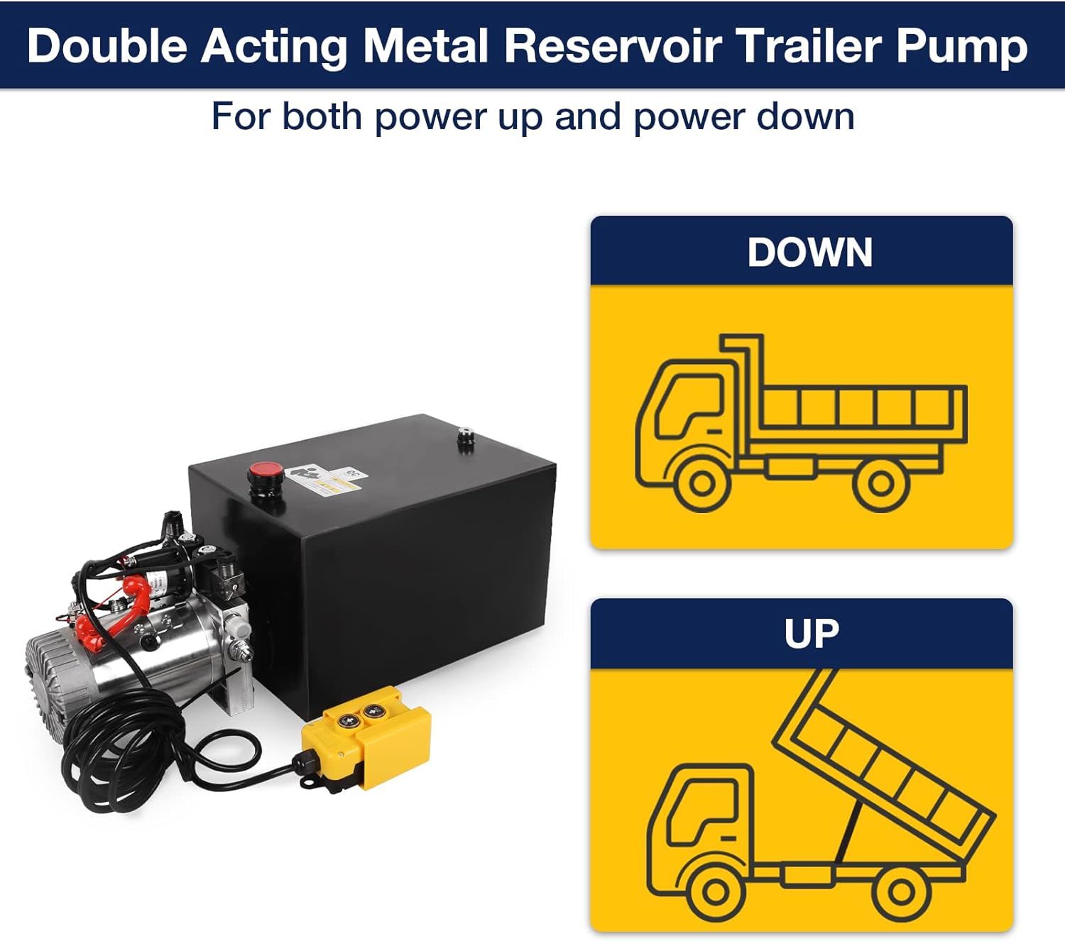 Hydraulic Power Unit, Double Acting Dump Trailer Pump 12V DC Hydraulic Pump for Dump Trailer Car Lifting Platforms