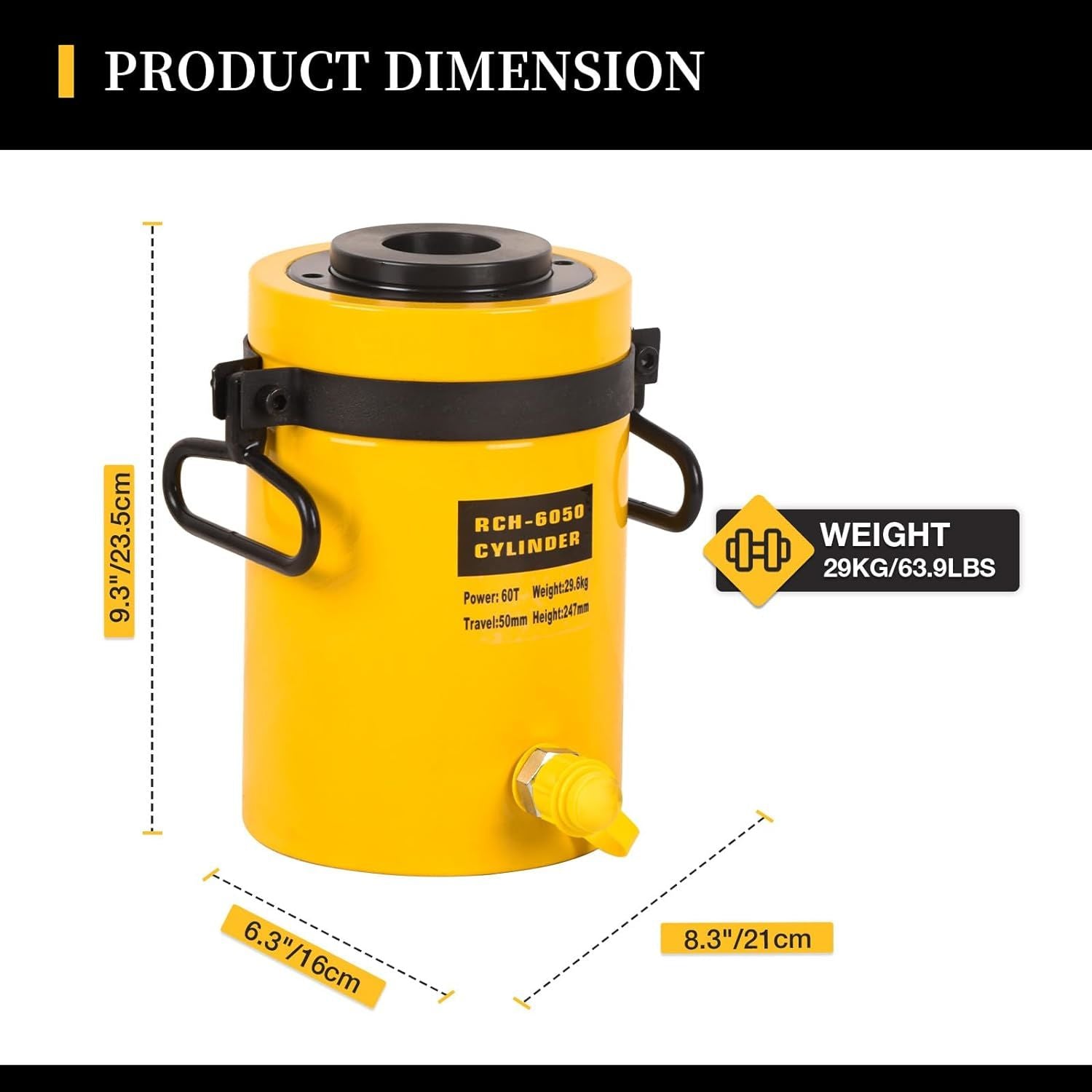 Hollow Single Acting Hydraulic Ram Cylinder Jack Lifting Cylinders Retract Automatically Quick Connector Power Jack