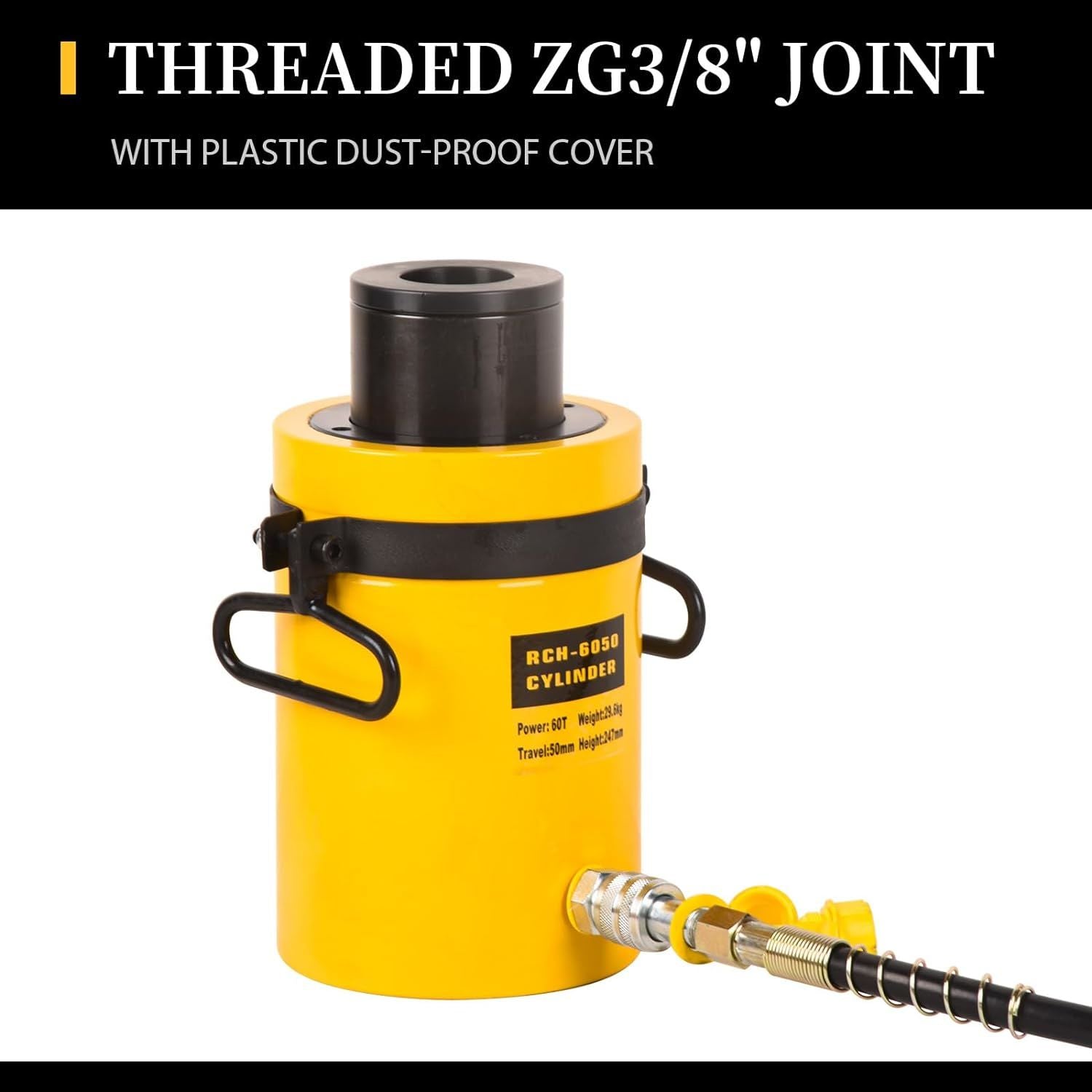 Hollow Single Acting Hydraulic Ram Cylinder Jack Lifting Cylinders Retract Automatically Quick Connector Power Jack