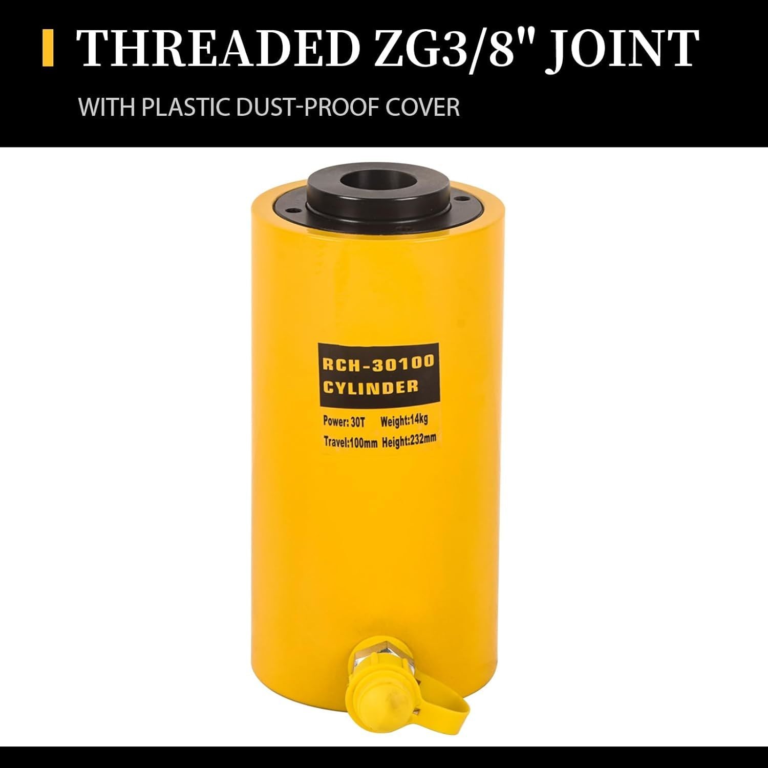 Hollow Single Acting Hydraulic Ram Cylinder Jack Lifting Cylinders Retract Automatically Quick Connector Power Jack