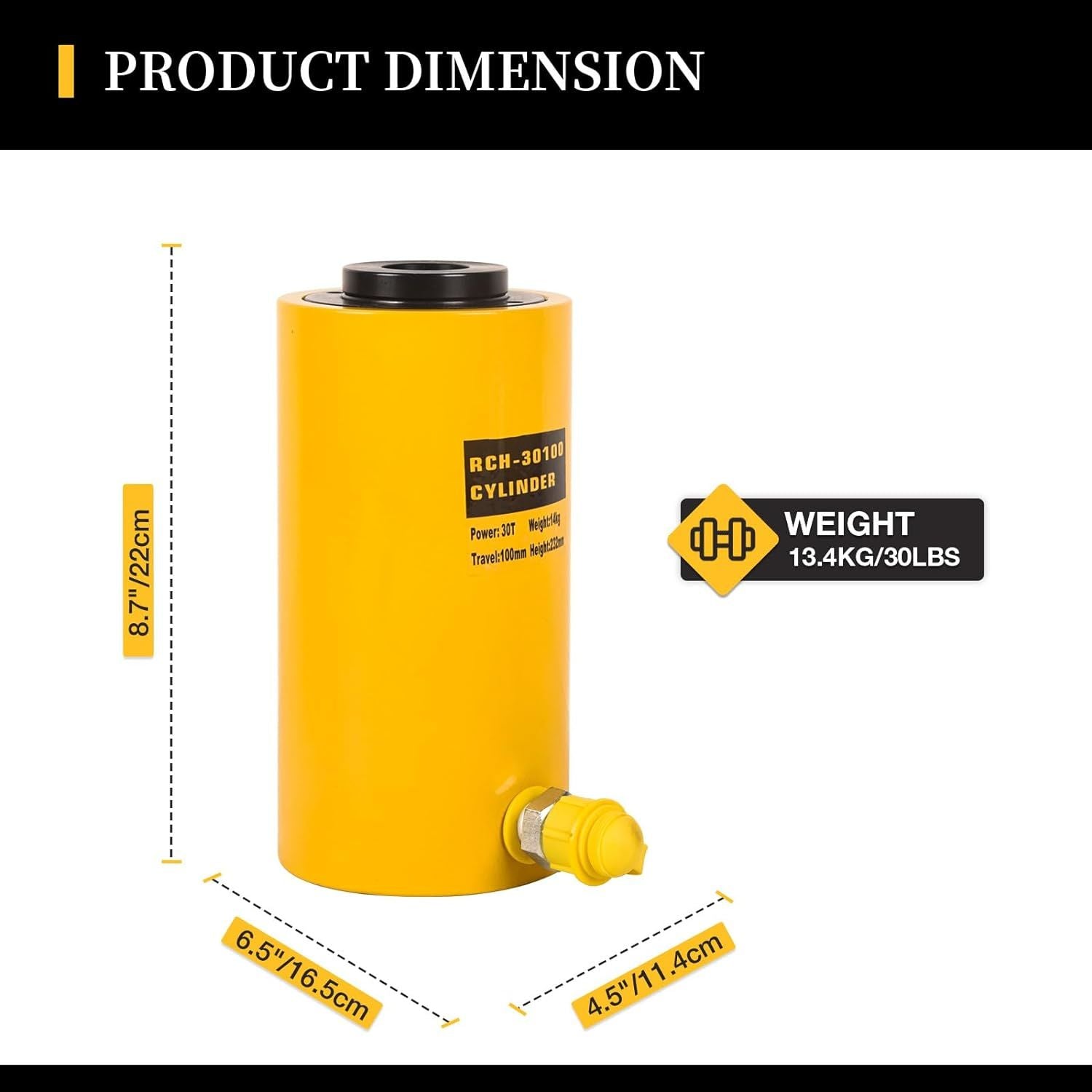 Hollow Single Acting Hydraulic Ram Cylinder Jack Lifting Cylinders Retract Automatically Quick Connector Power Jack
