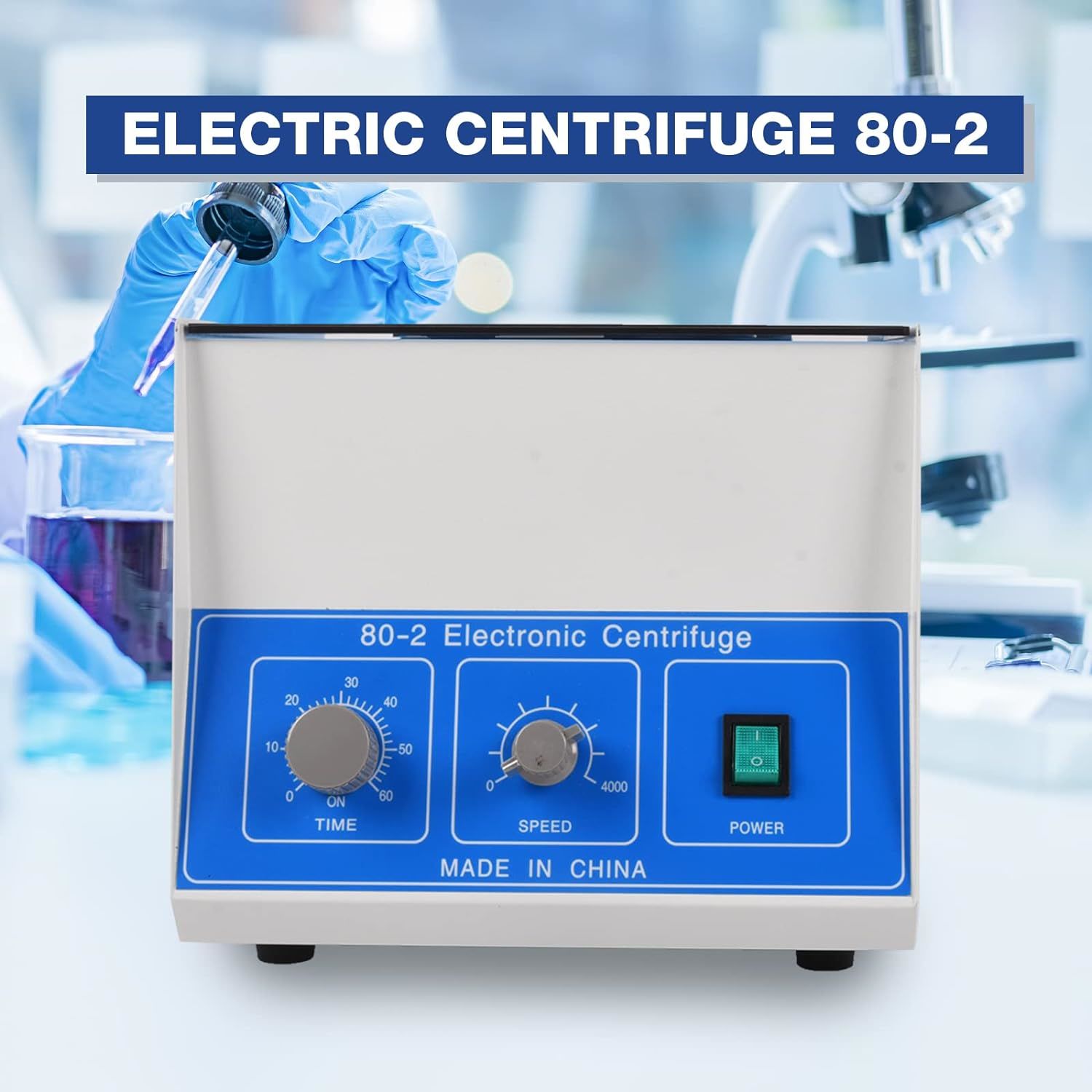 Electric Lab Benchtop Centrifuge,Centrifuge Machine Benchtop with Timer and Speed Control for Laboratory Medical Practice