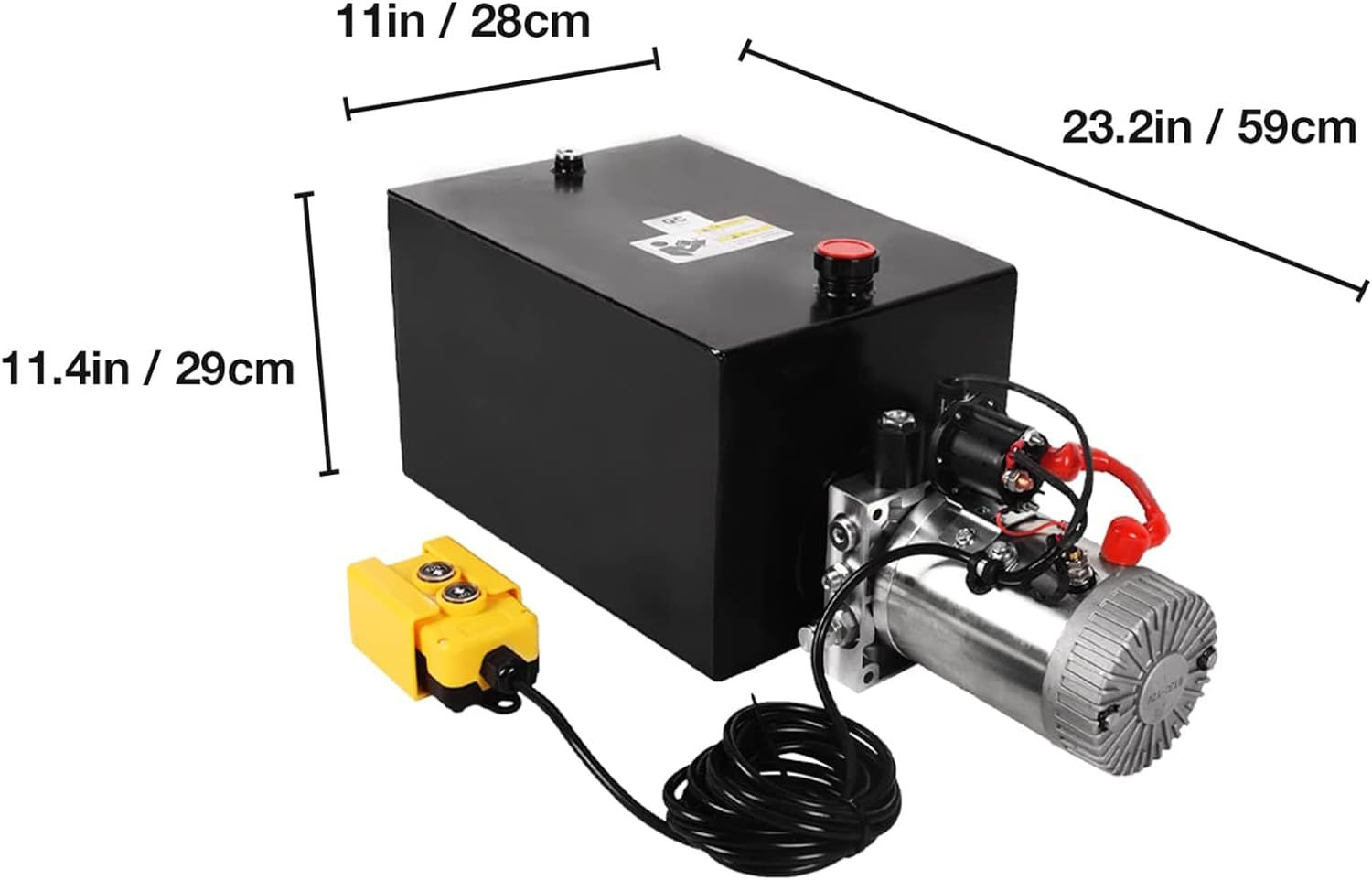 Hydraulic Power Unit DC 12V Single Acting Metal Reservoir Dump Trailer Pump w/Remote Control