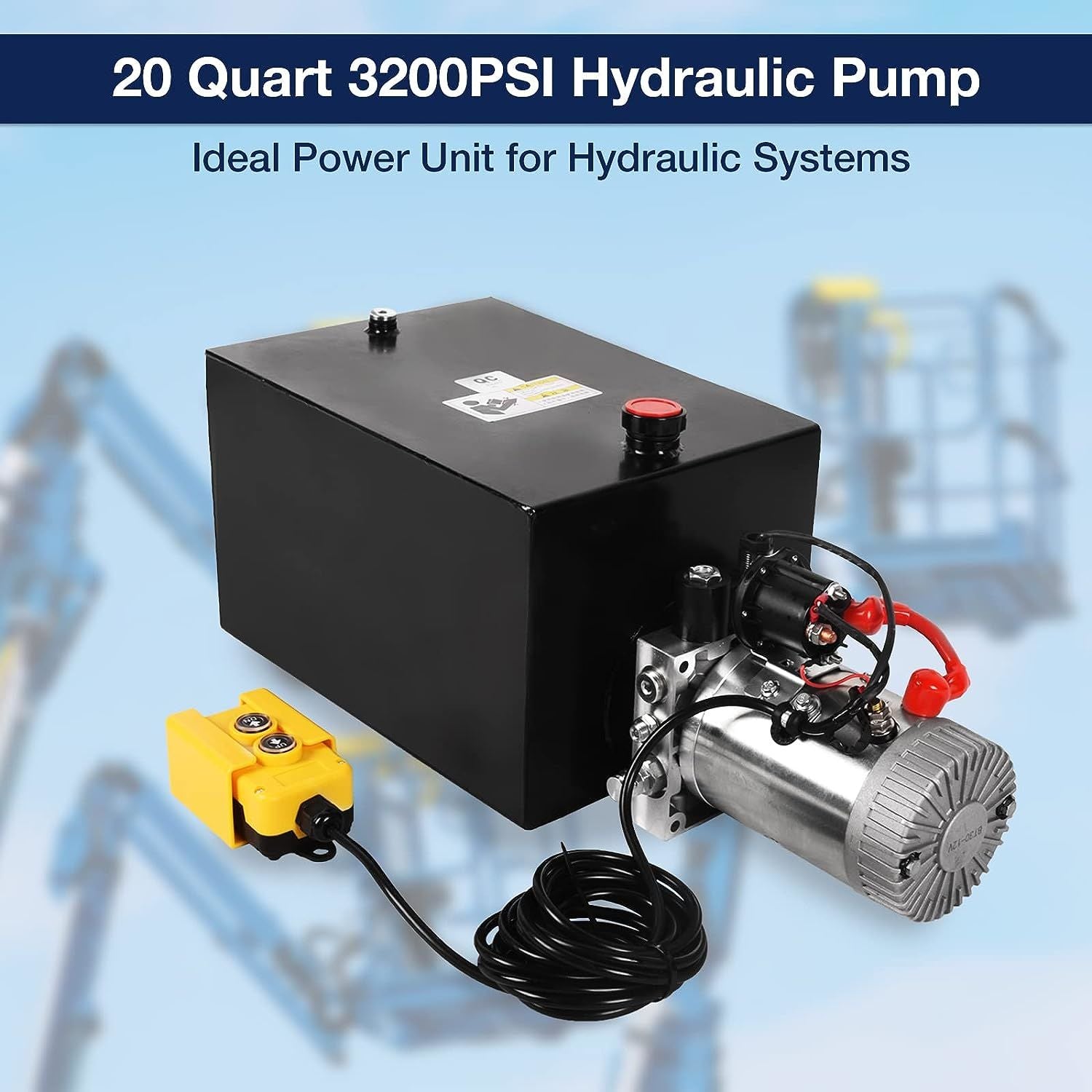 Hydraulic Power Unit DC 12V Single Acting Metal Reservoir Dump Trailer Pump w/Remote Control