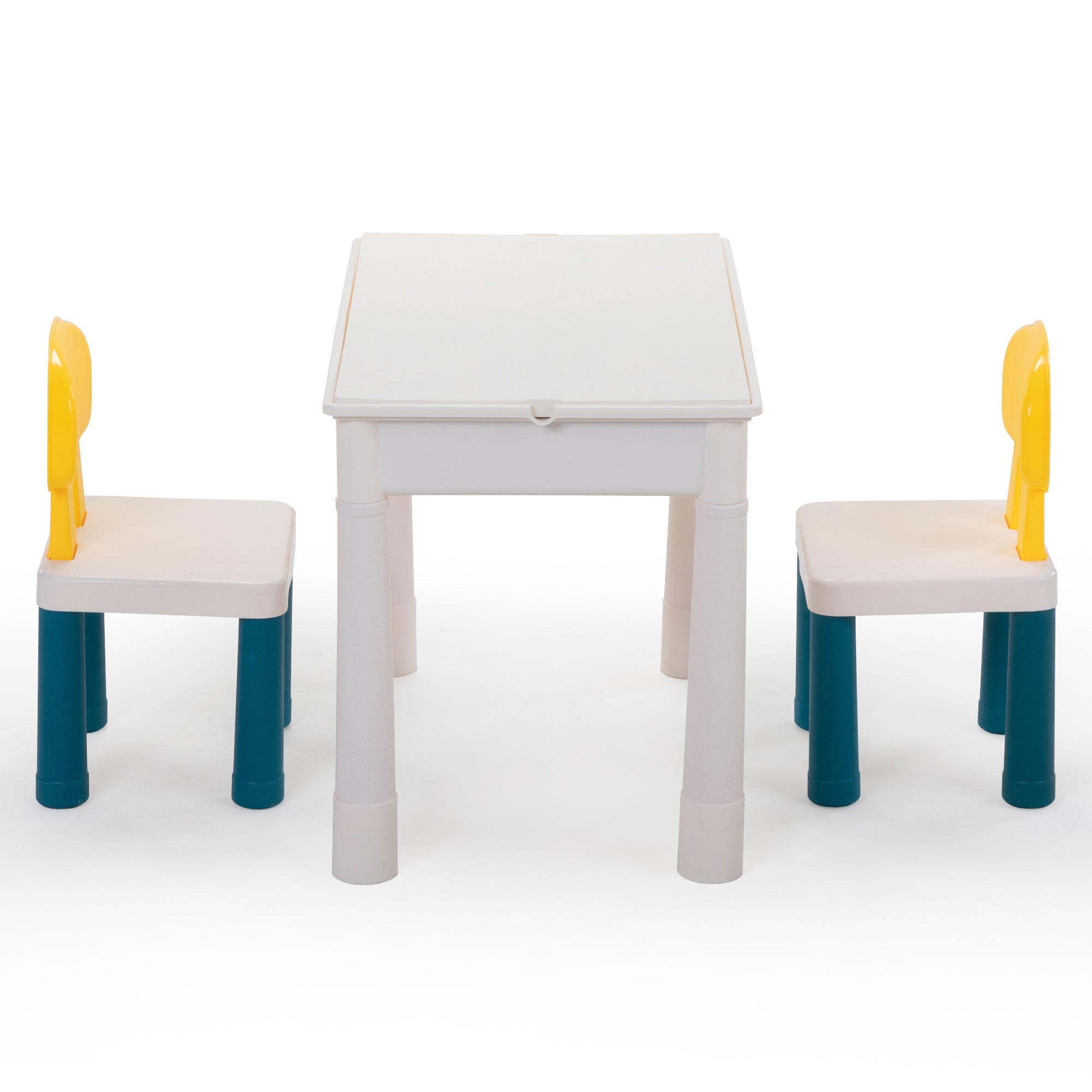 Multi functional rectangular block table - red and blue (with DIY blocks)