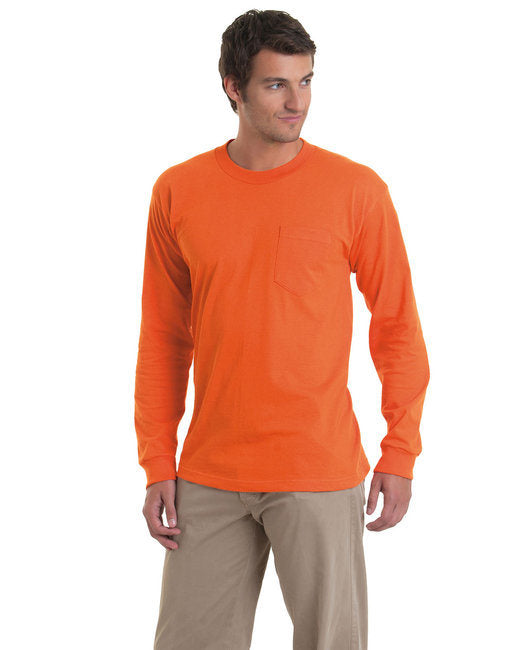 Bayside BA8100 Adult 6.1 oz., 100% Cotton Long Sleeve Pocket T-Shirt